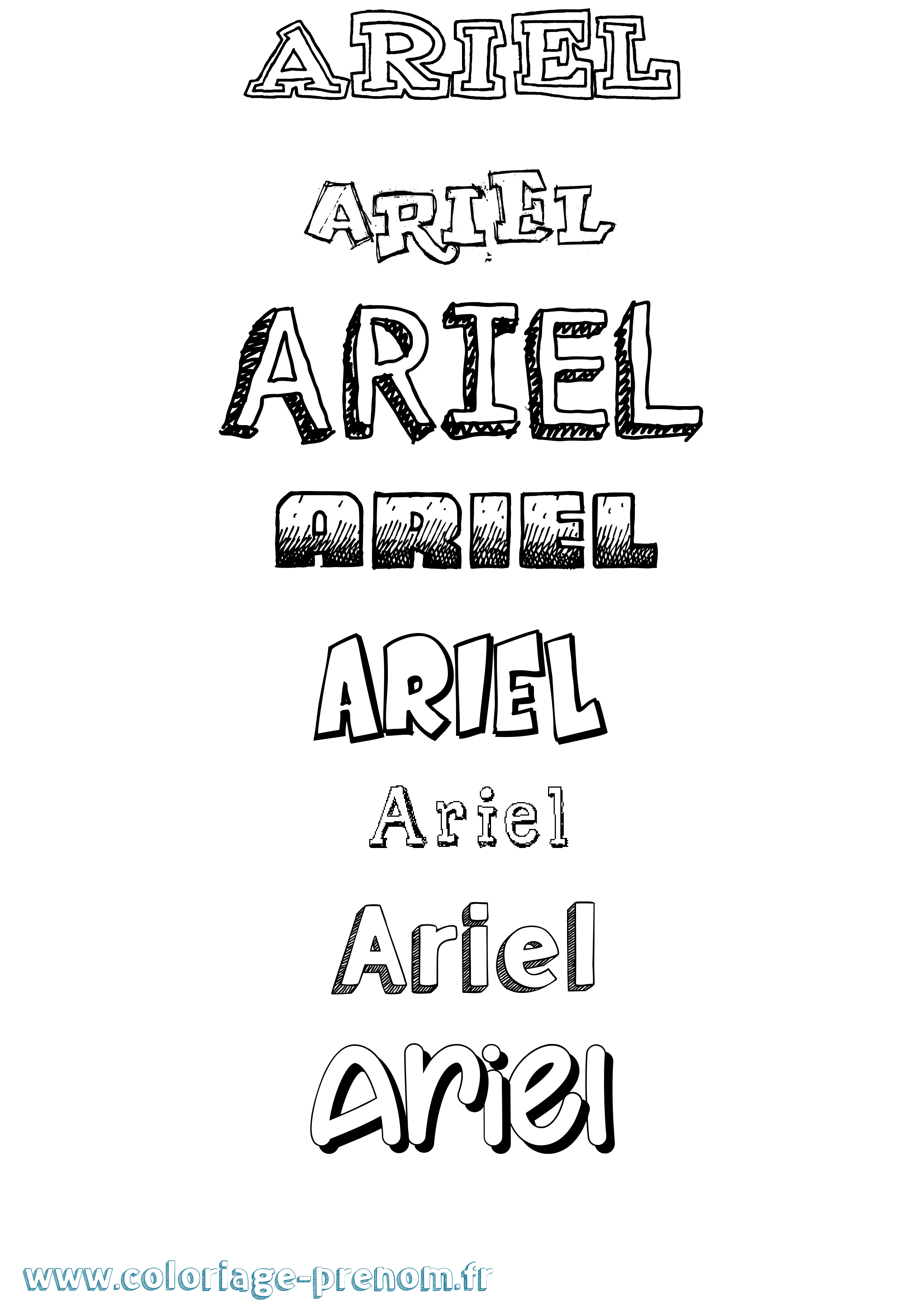 Coloriage prénom Ariel