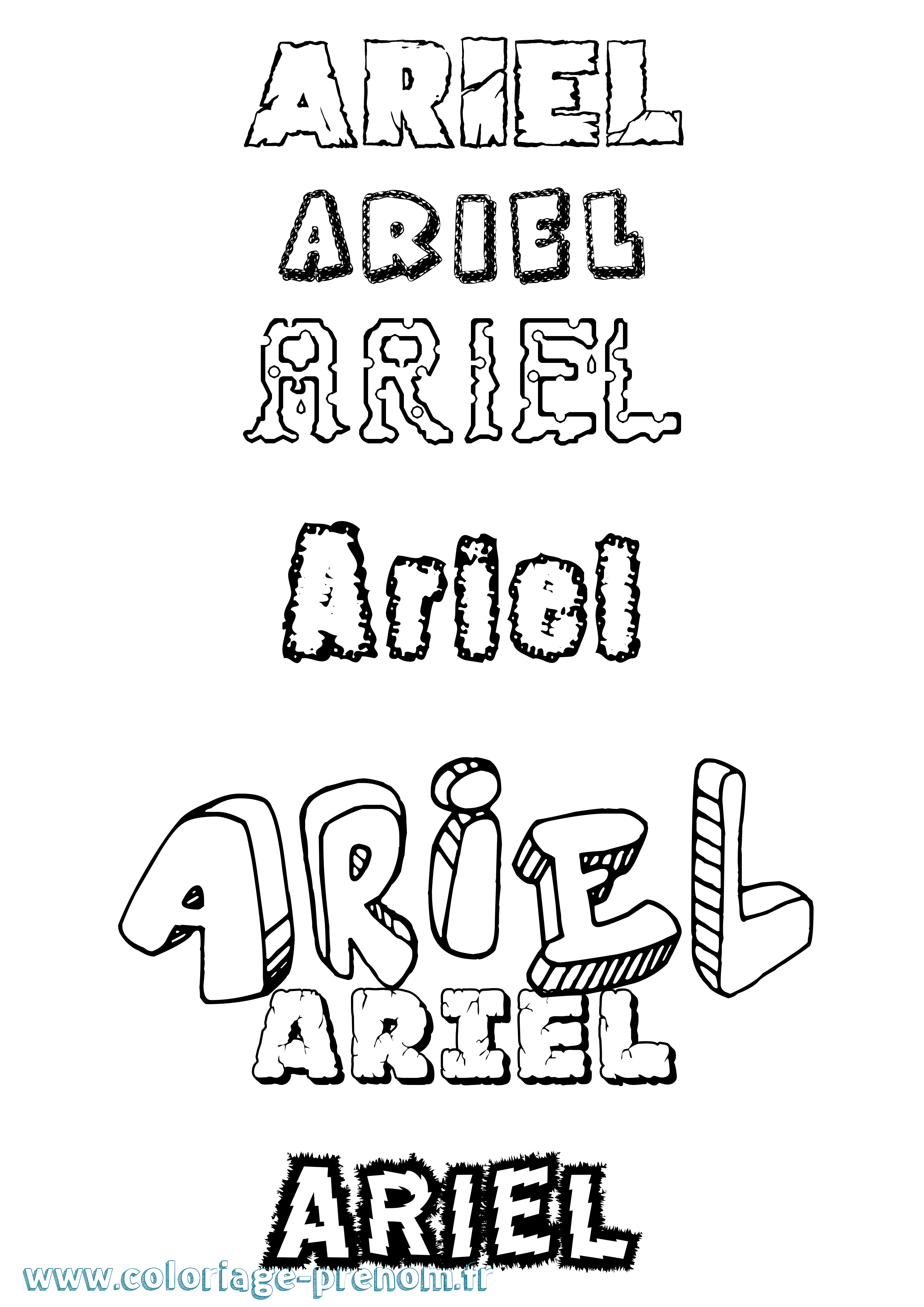 Coloriage prénom Ariel Destructuré