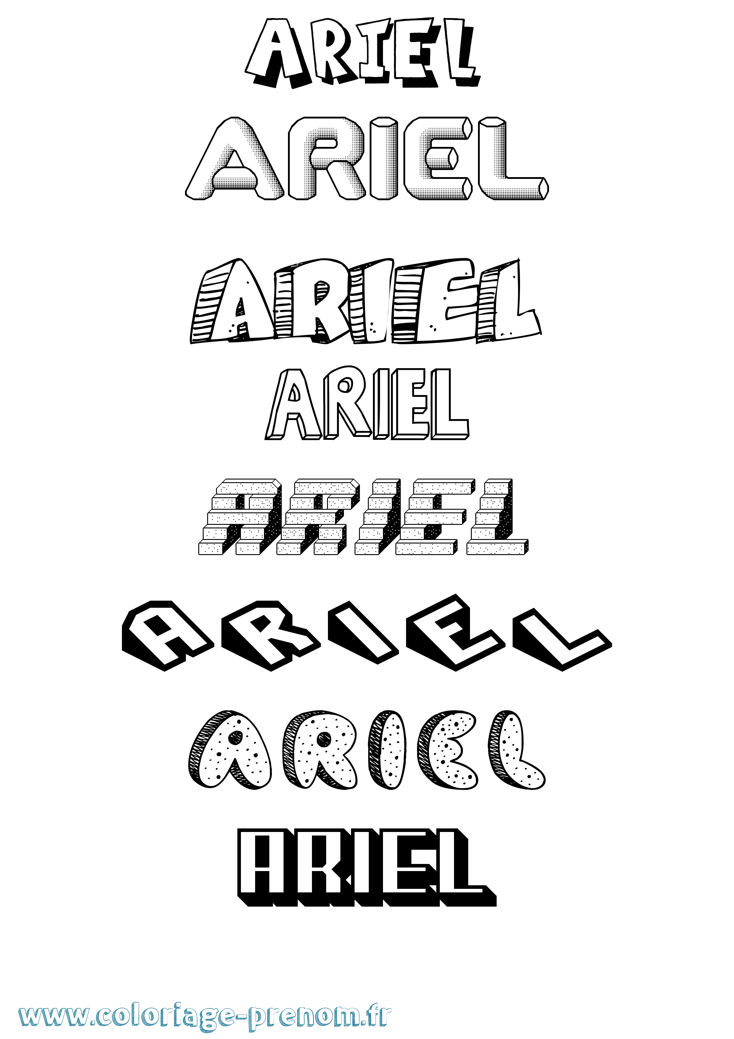 Coloriage Ariel Effet 3D Coloriage prénom Ariel Effet 3D