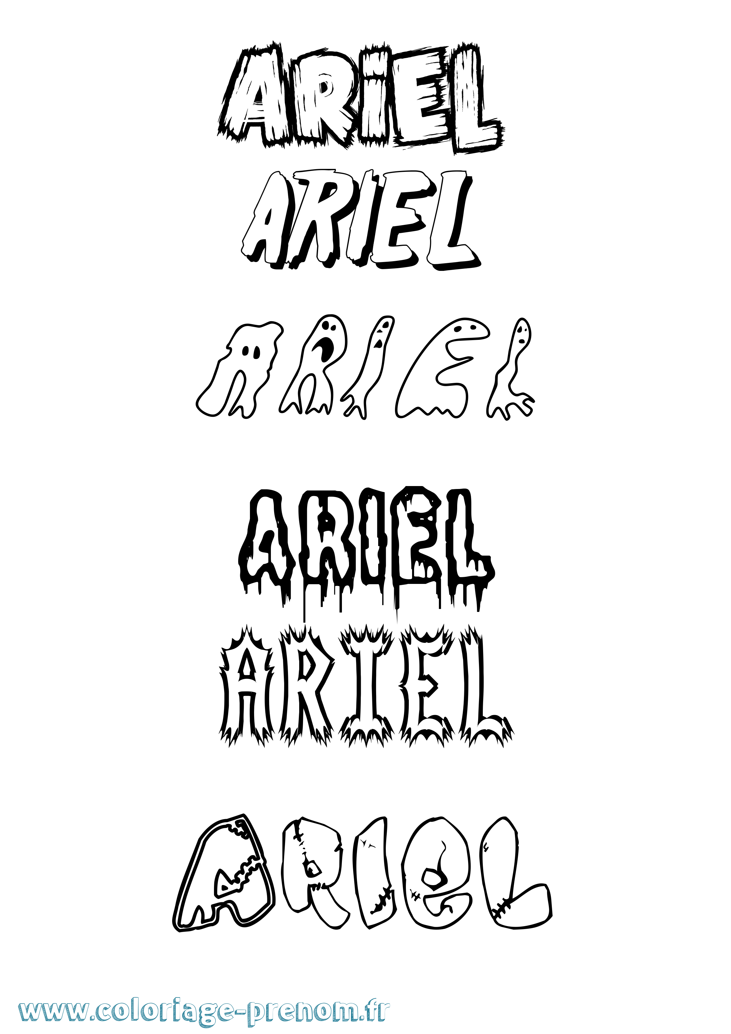 Coloriage prénom Ariel Frisson