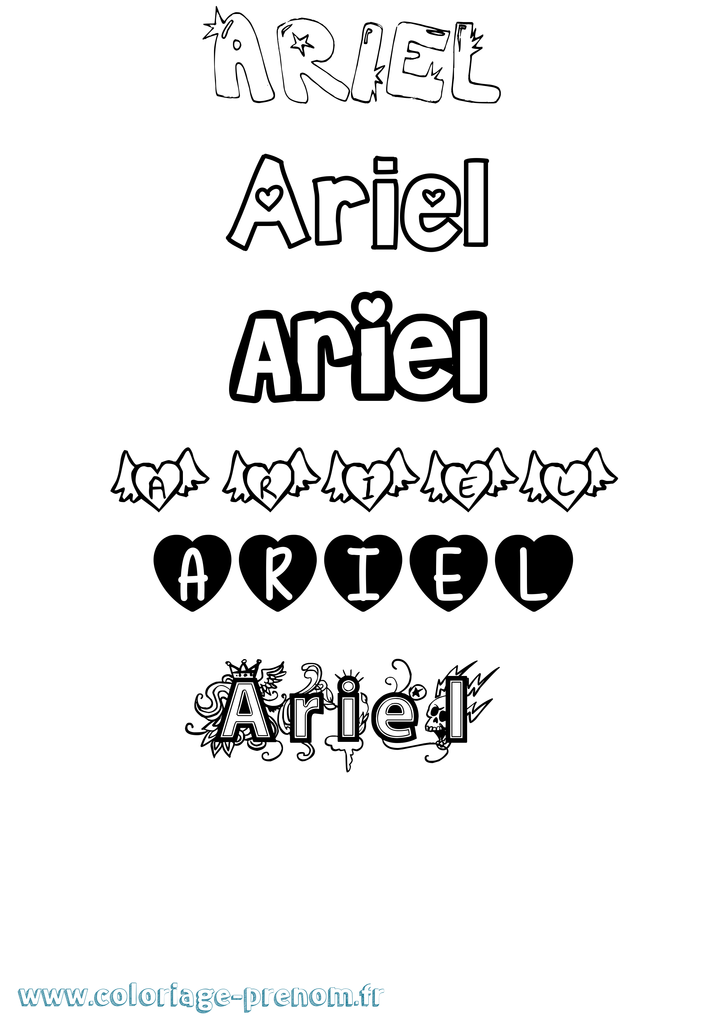 Coloriage Ariel Girly Coloriage prénom Ariel Girly