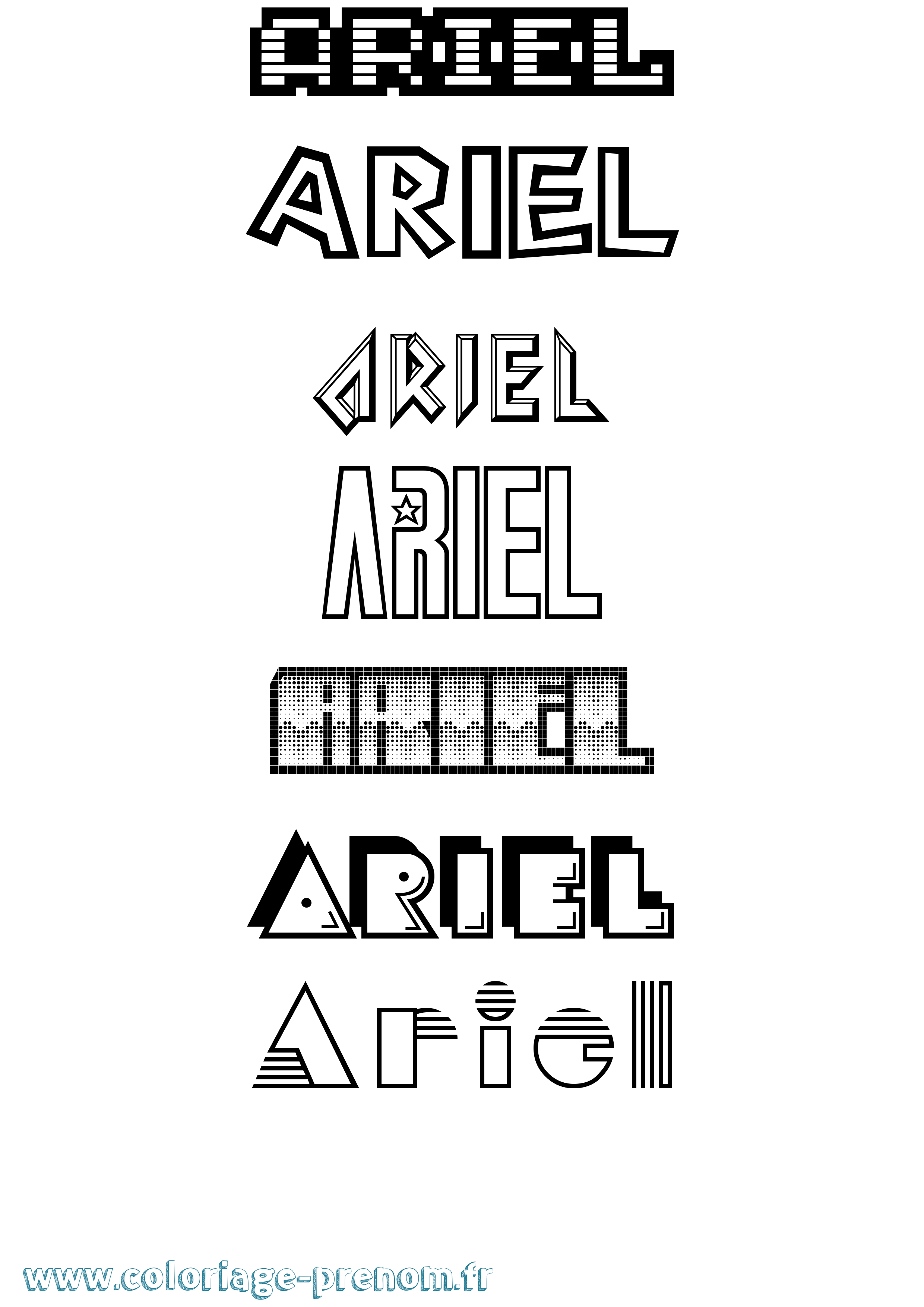 Coloriage prénom Ariel Jeux Vidéos