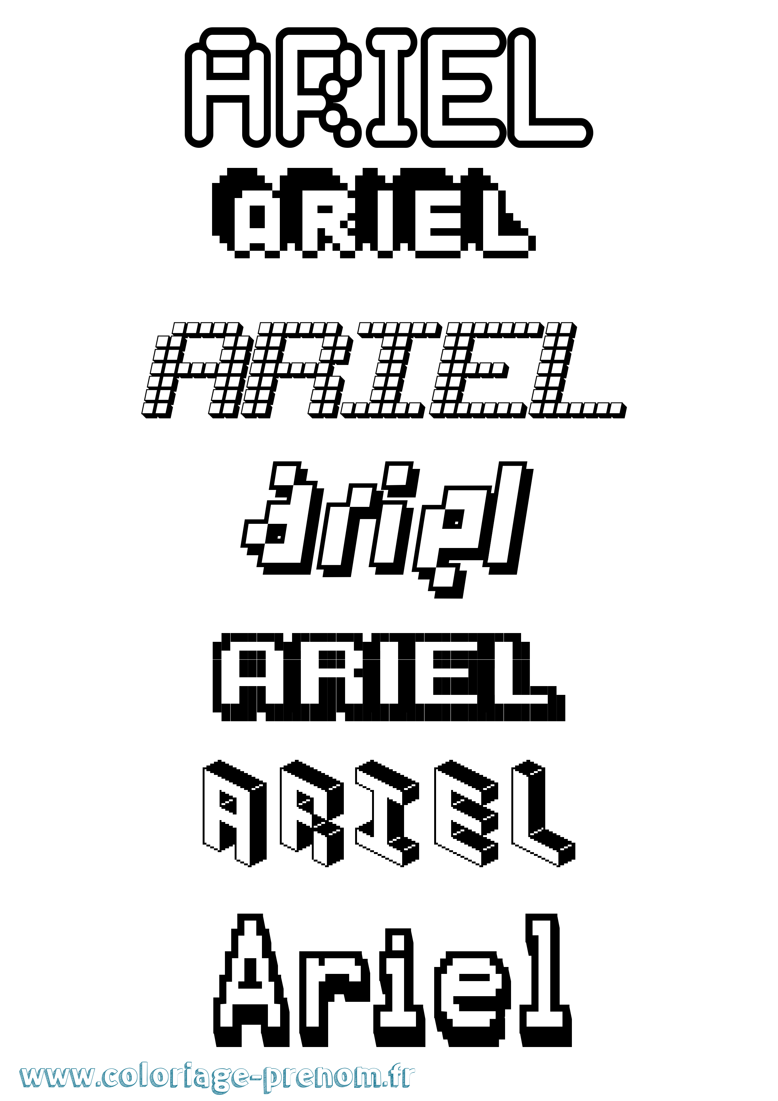 Coloriage prénom Ariel Pixel
