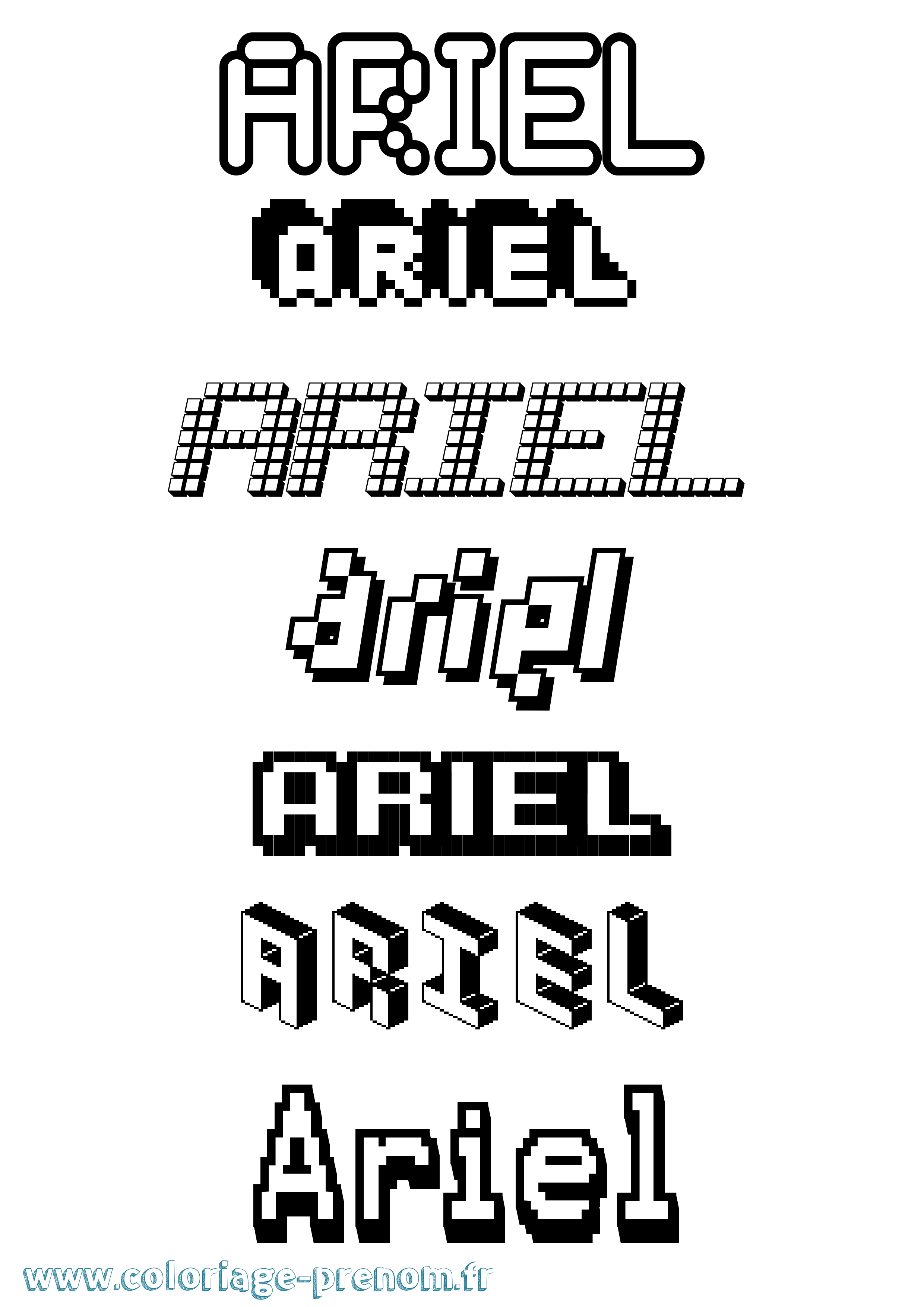 Coloriage Ariel Pixel Coloriage prénom Ariel Pixel