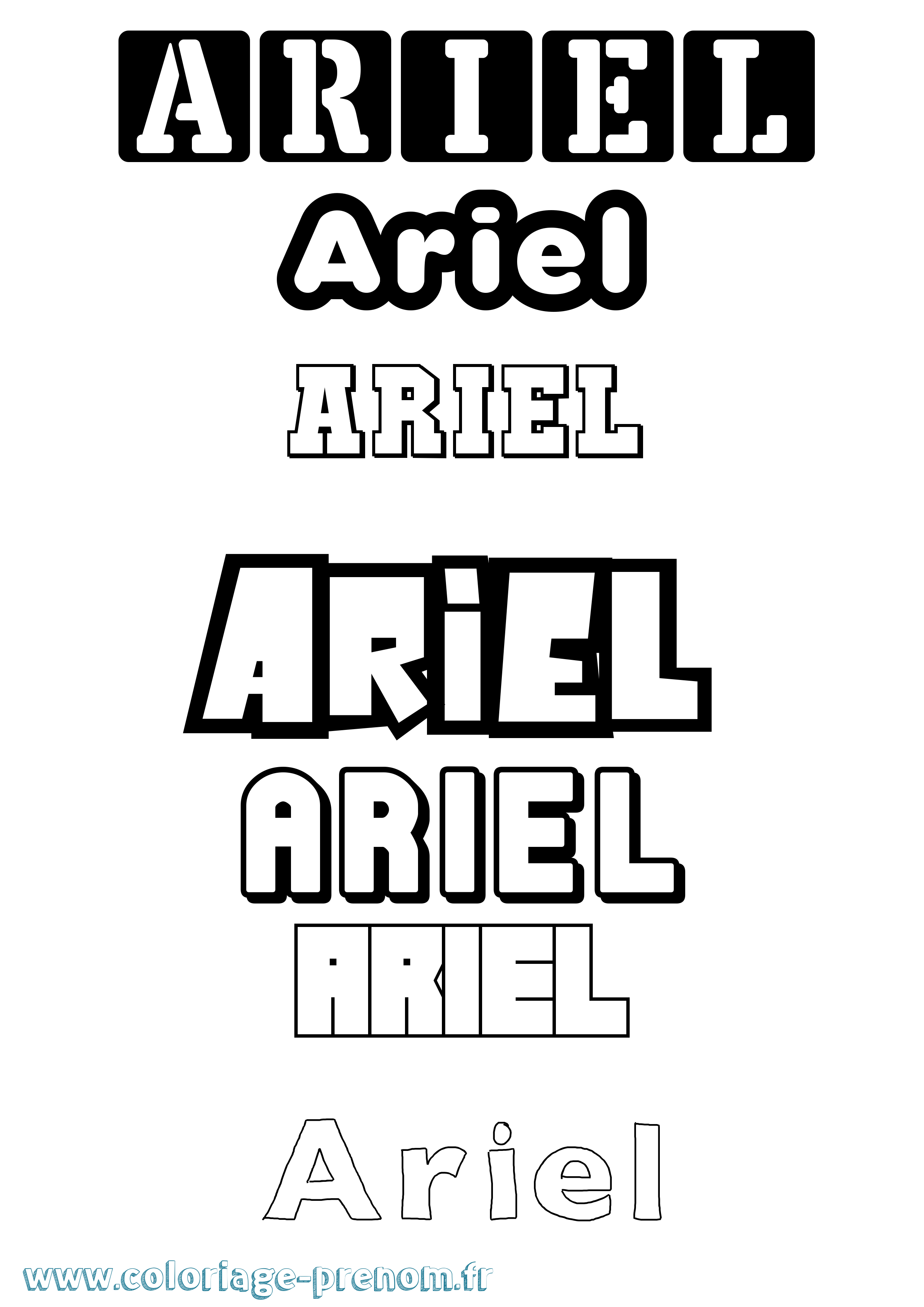 Coloriage prénom Ariel Simple