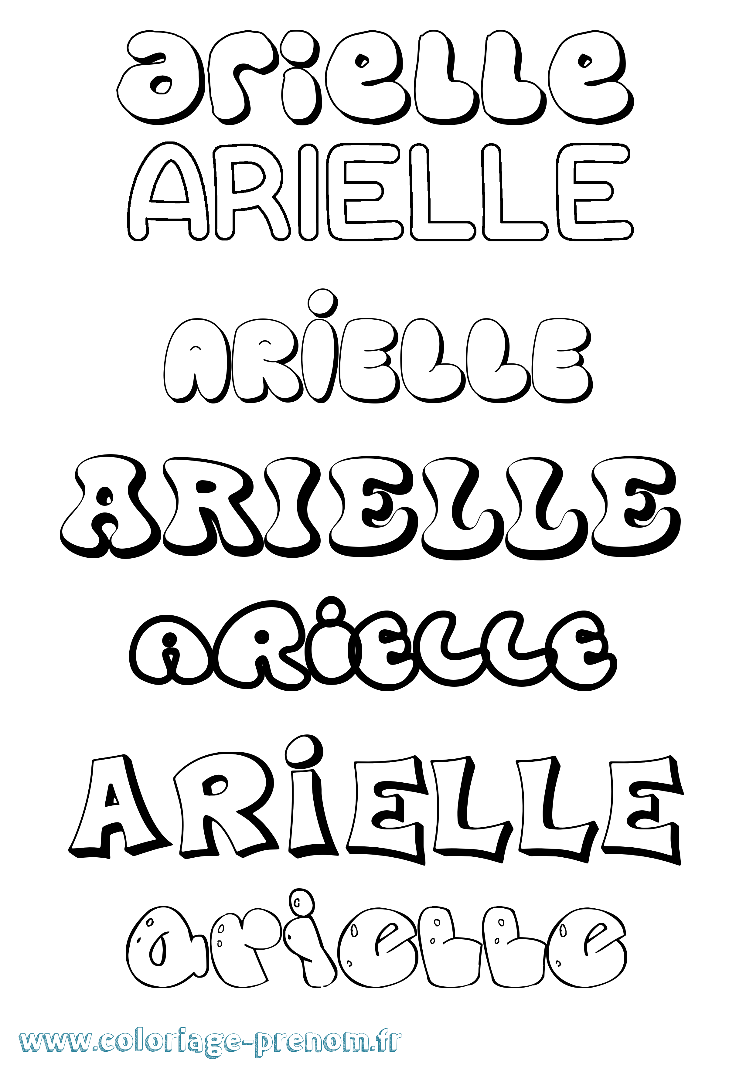Coloriage Arielle Bubble Coloriage prénom Arielle Bubble