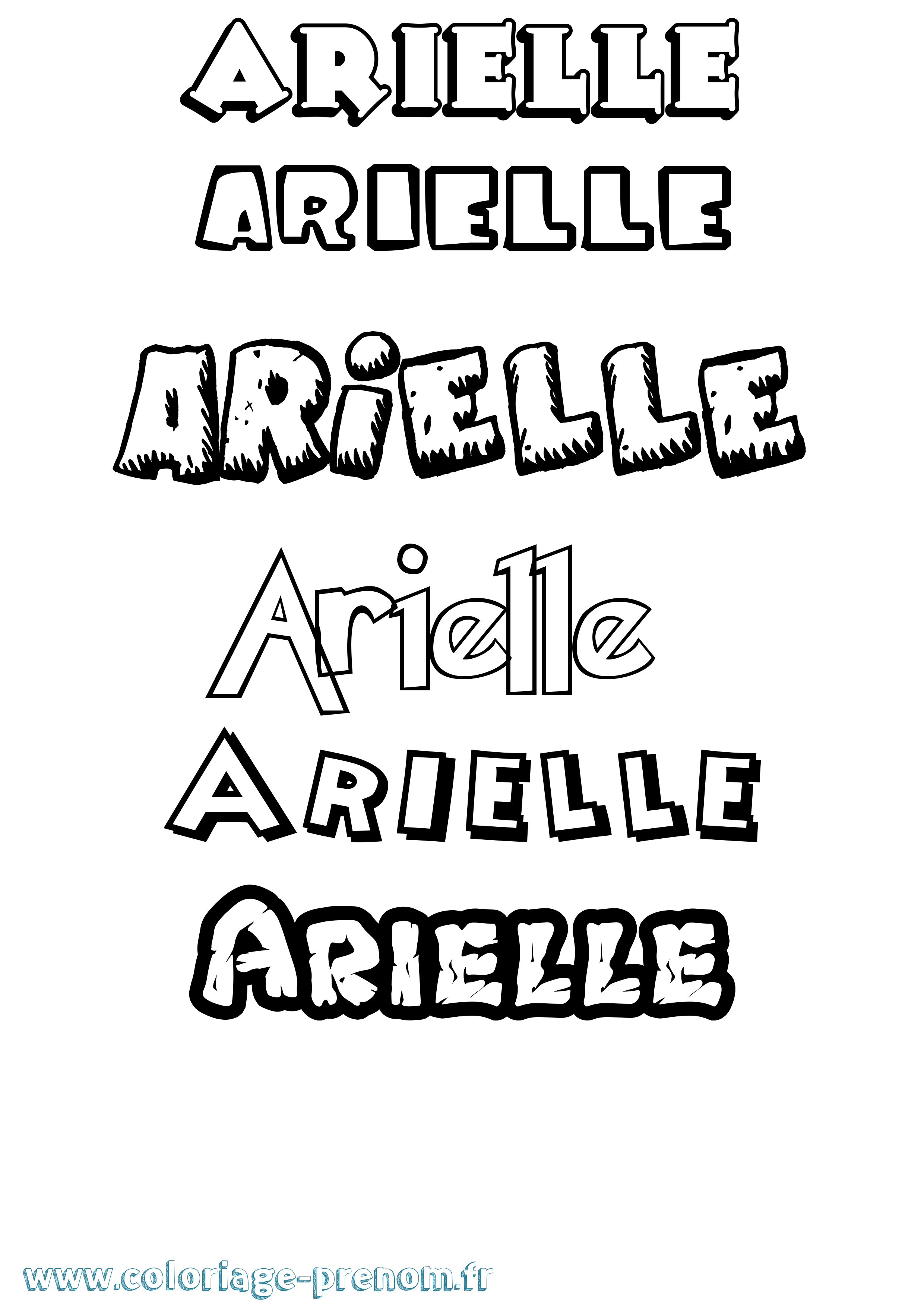 Coloriage Arielle Dessin Animé Coloriage prénom Arielle Dessin Animé
