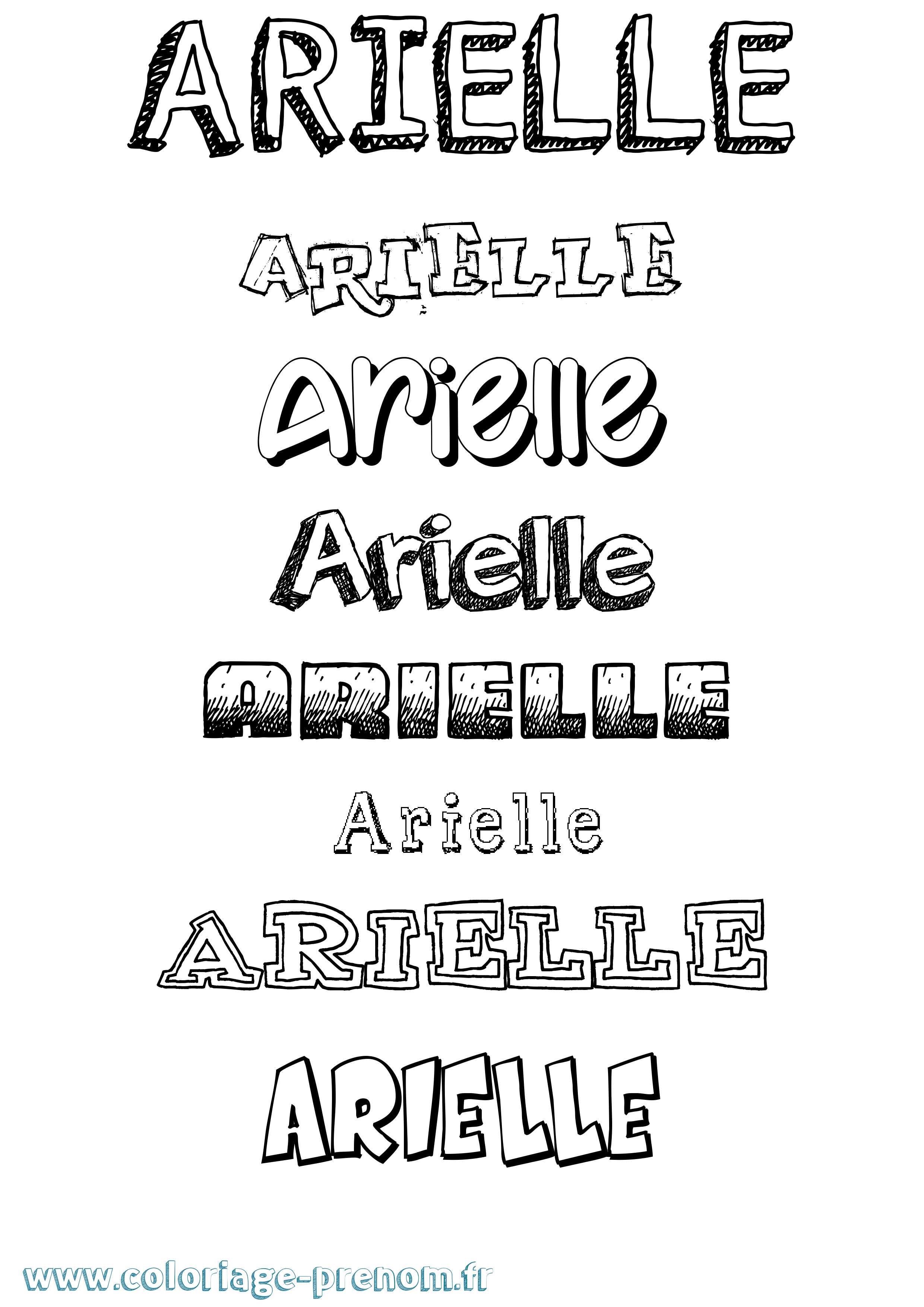Coloriage Arielle Dessiné Coloriage prénom Arielle Dessiné
