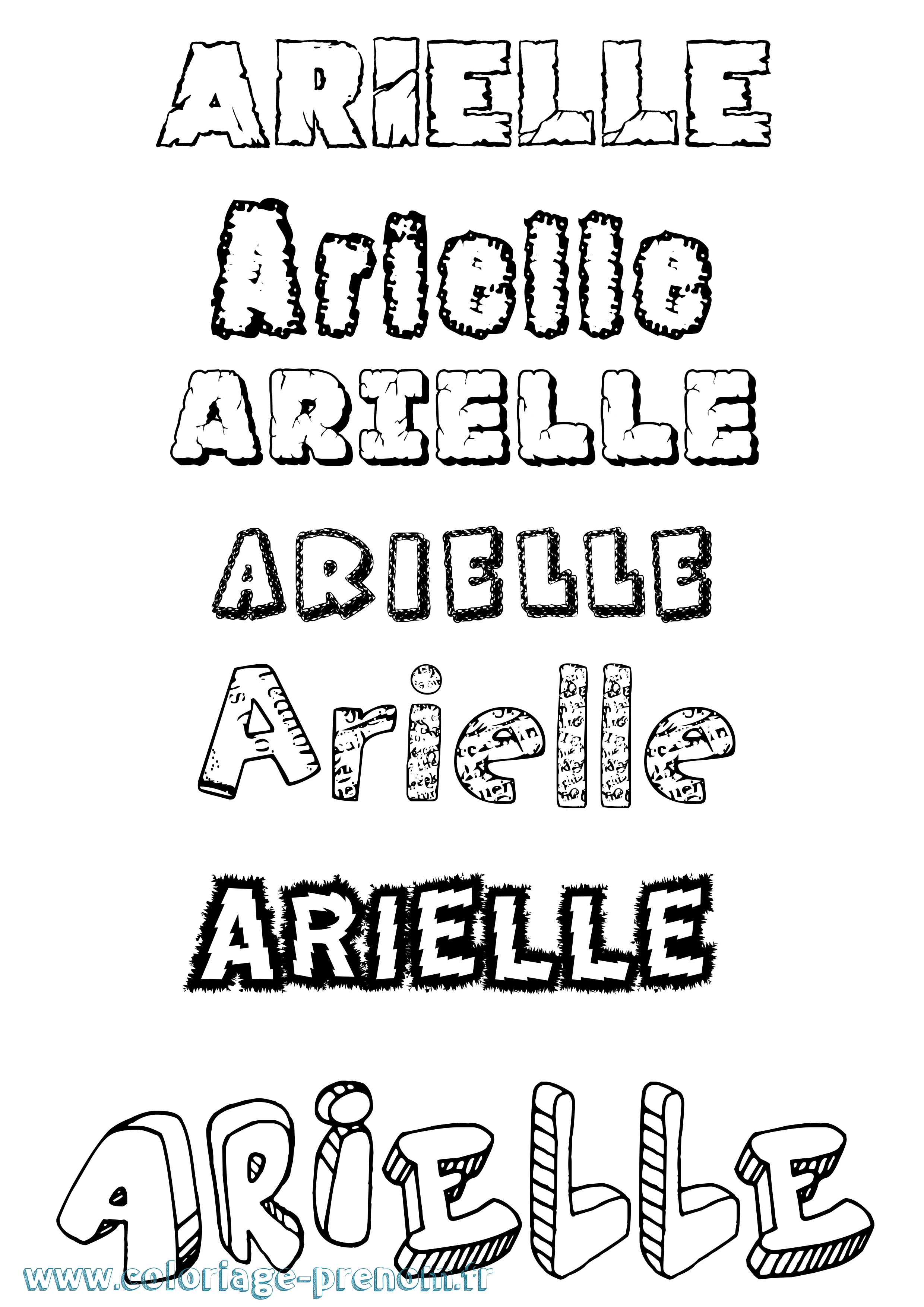 Coloriage prénom Arielle Destructuré