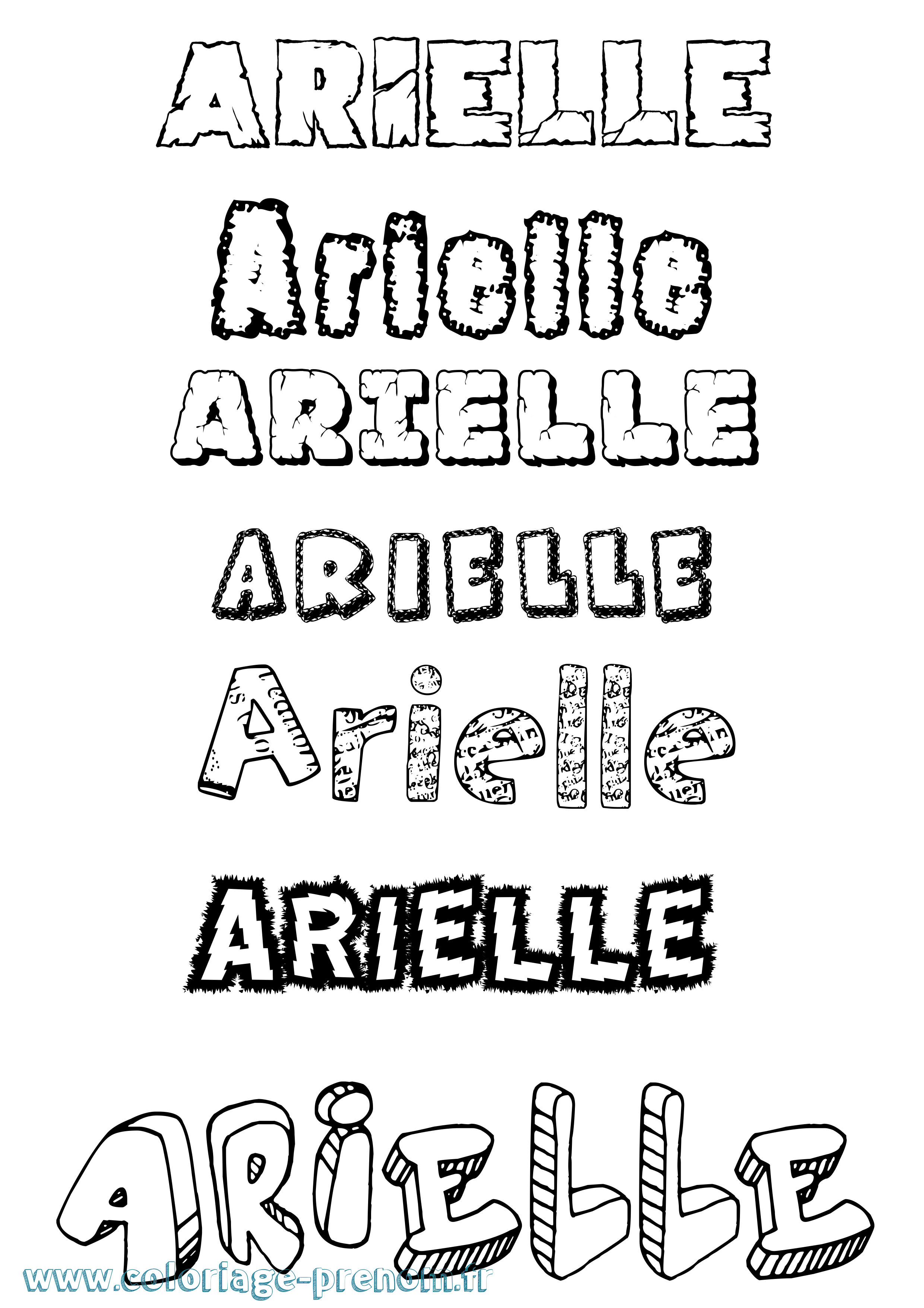 Coloriage Arielle Destructuré Coloriage prénom Arielle Destructuré