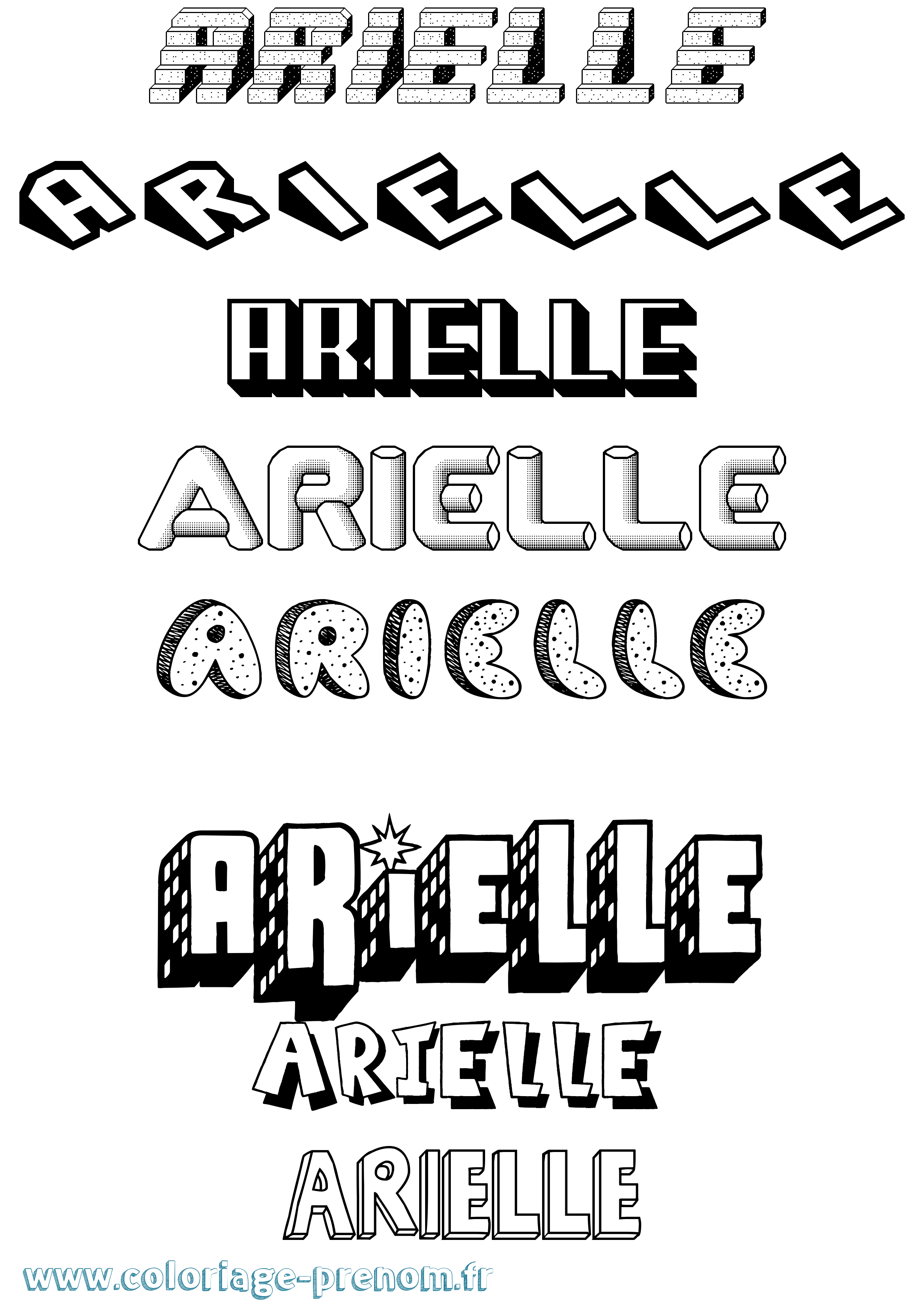 Coloriage Arielle Effet 3D Coloriage prénom Arielle Effet 3D