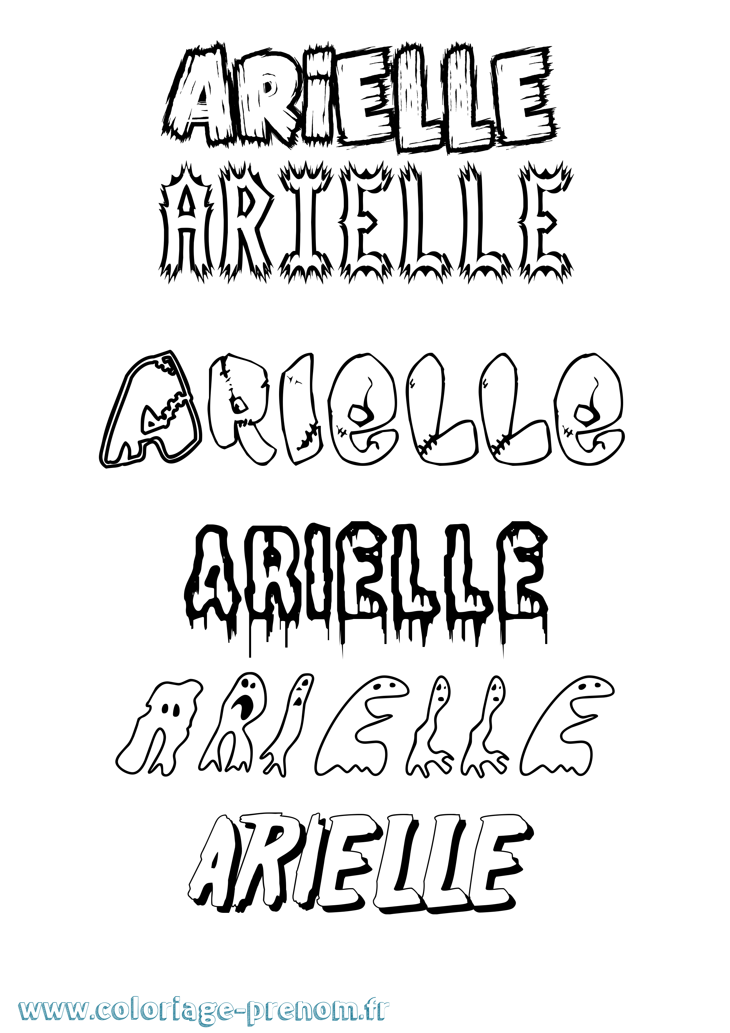 Coloriage Arielle Frisson Coloriage prénom Arielle Frisson