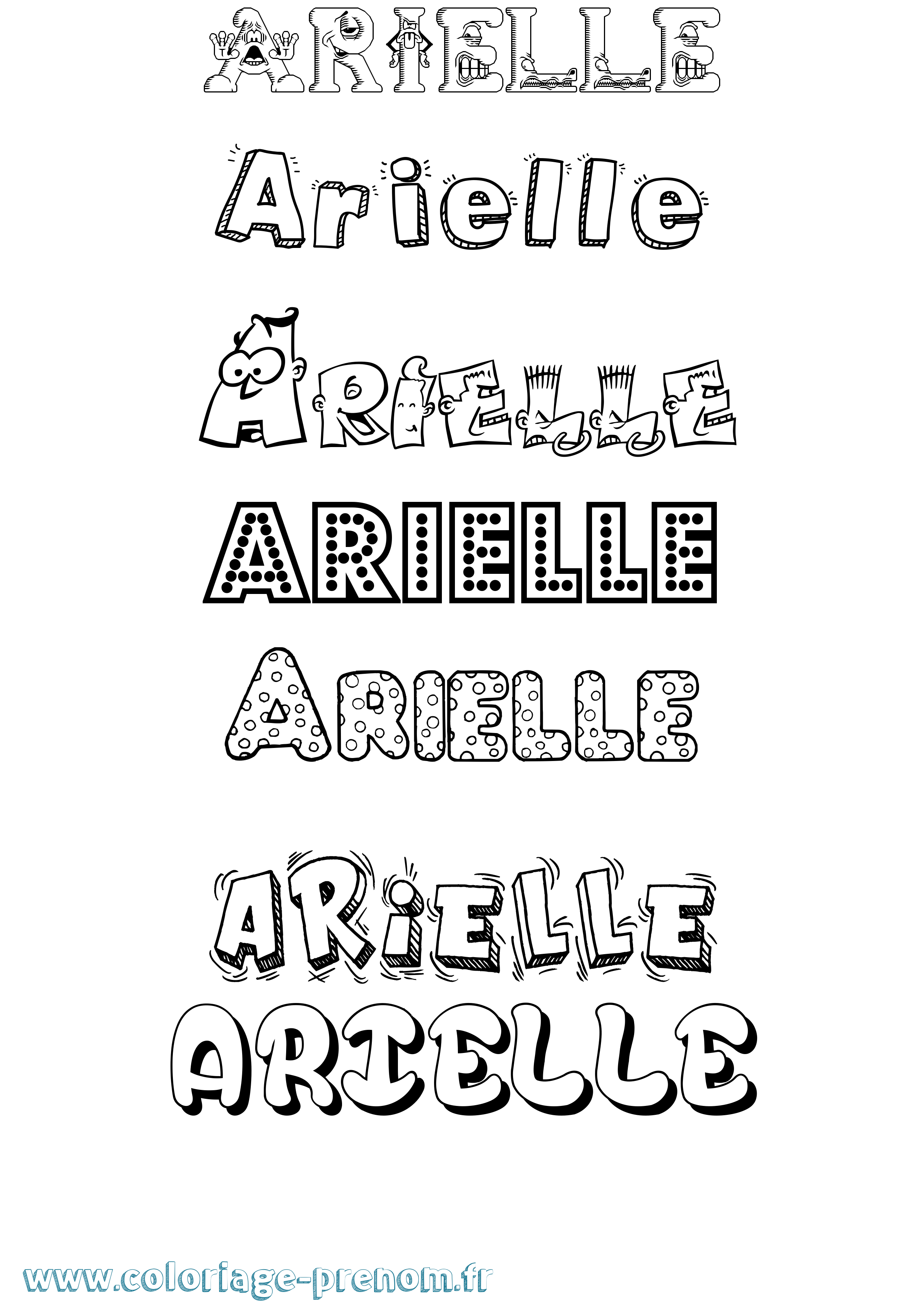 Coloriage prénom Arielle Fun