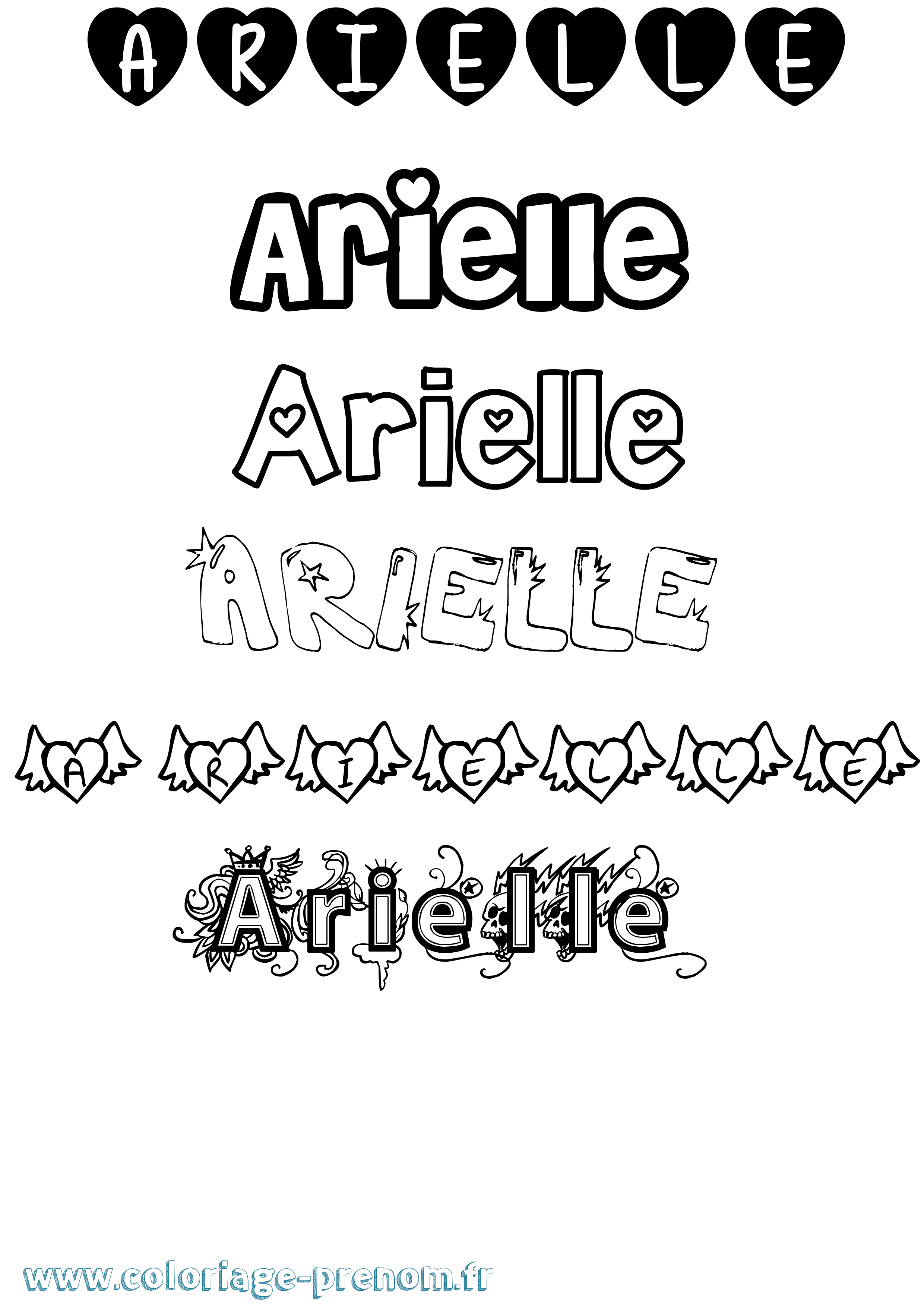 Coloriage Arielle Girly Coloriage prénom Arielle Girly