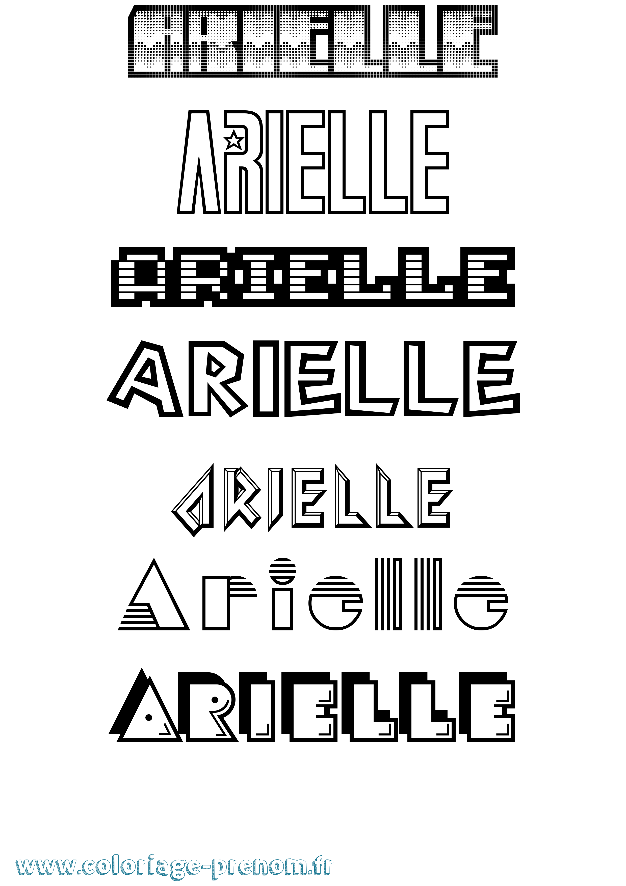 Coloriage prénom Arielle Jeux Vidéos