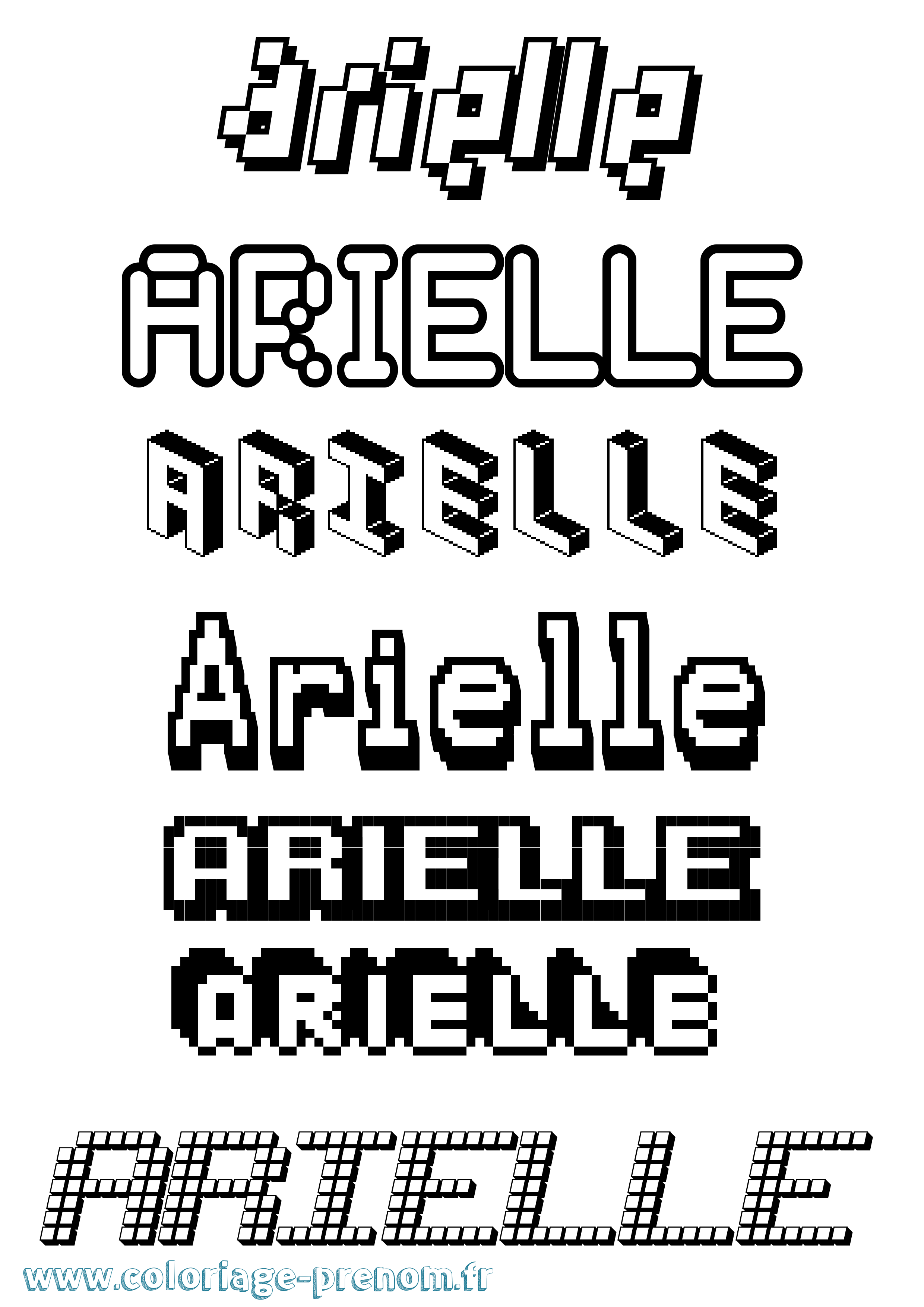 Coloriage prénom Arielle Pixel