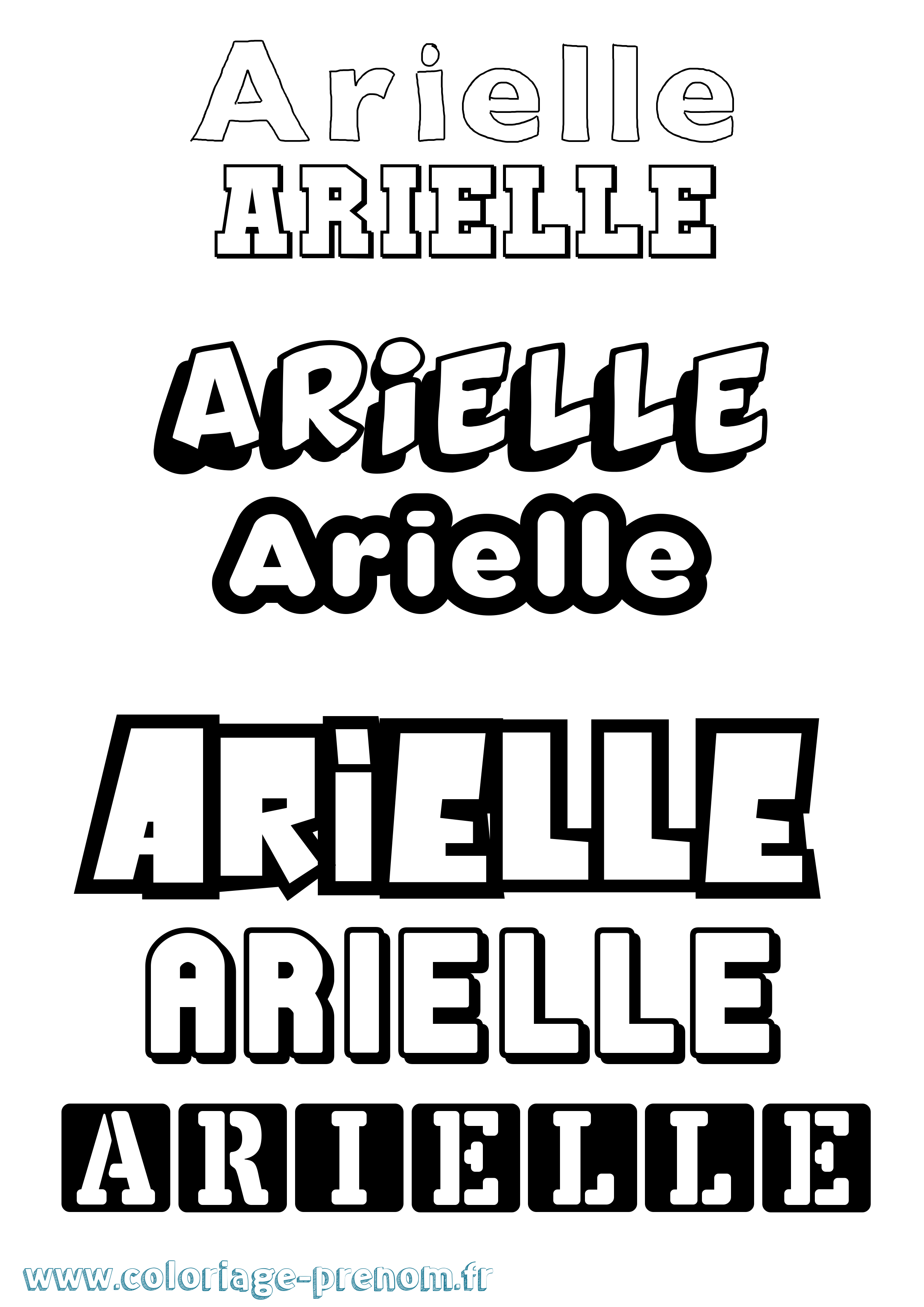 Coloriage Arielle Simple Coloriage prénom Arielle Simple