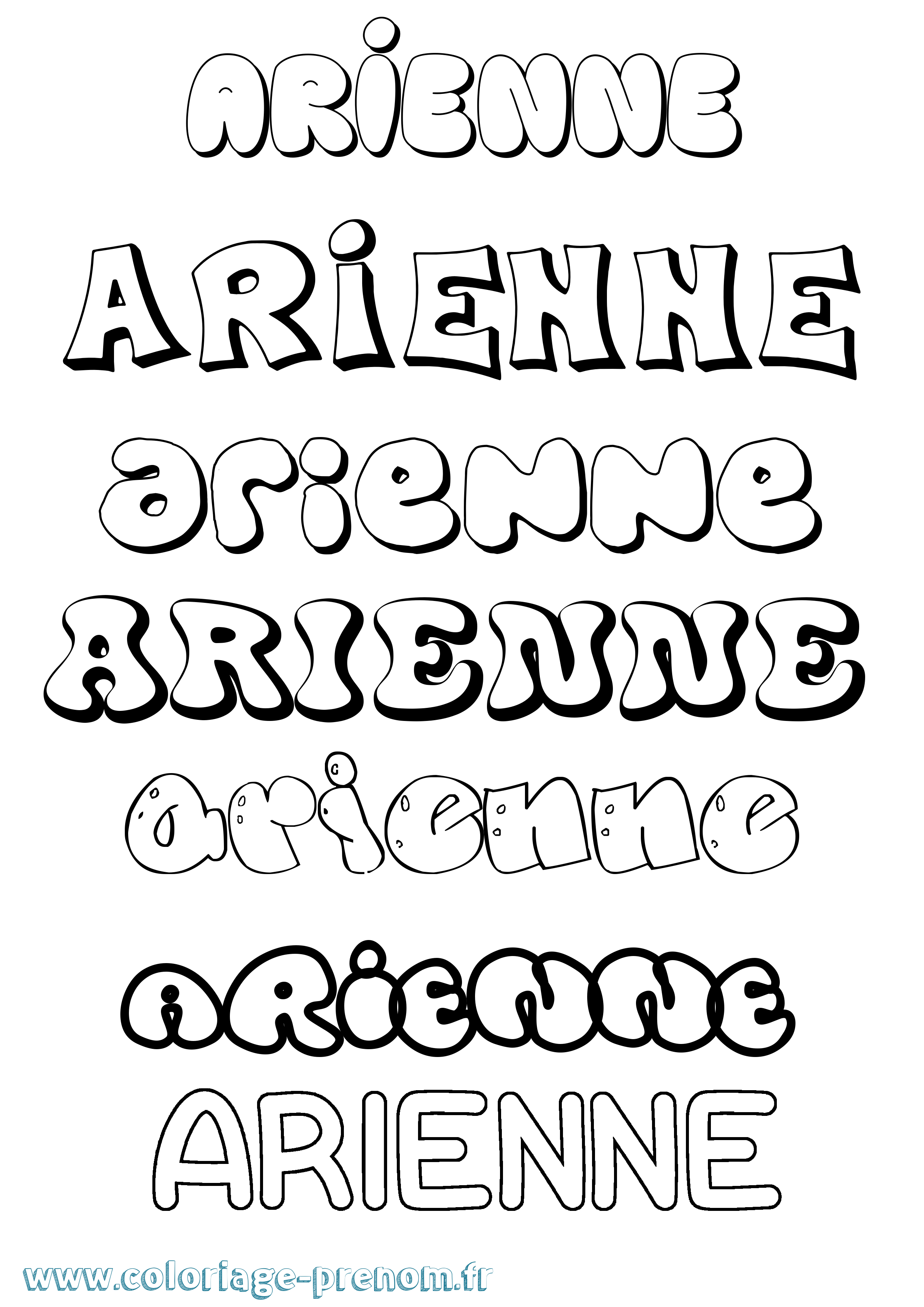 Coloriage Arienne Bubble Coloriage prénom Arienne Bubble