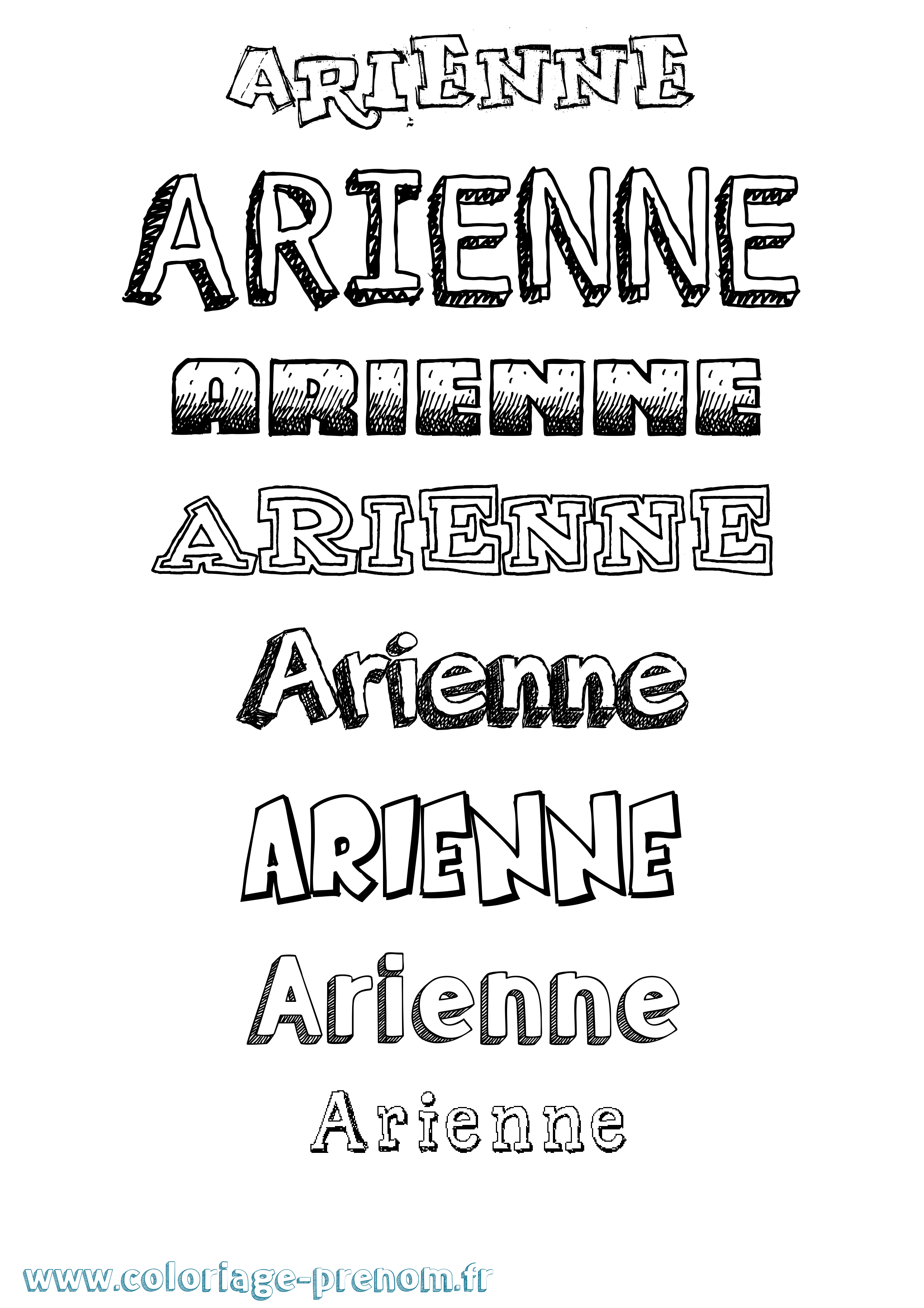 Coloriage Arienne Dessiné Coloriage prénom Arienne Dessiné