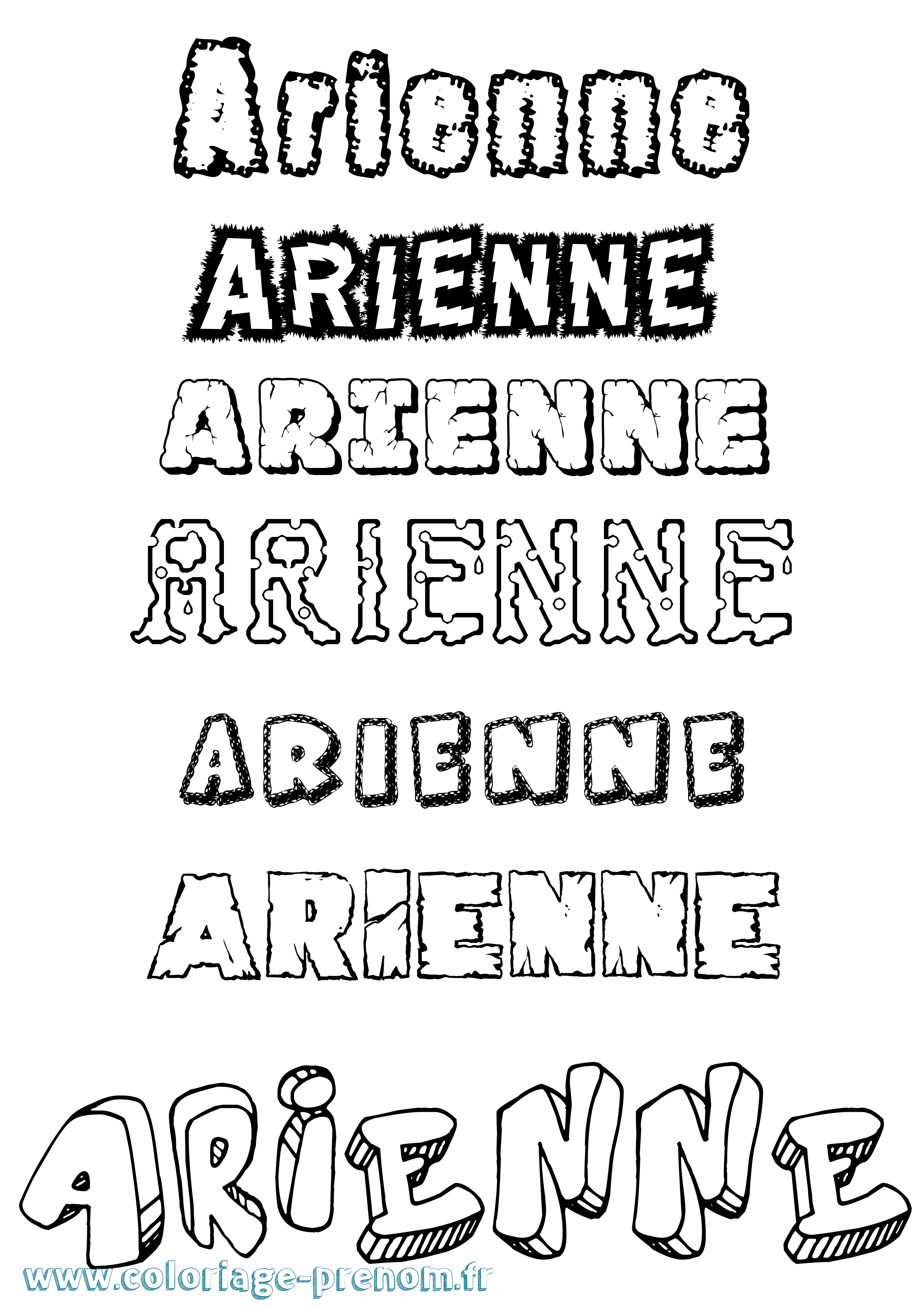 Coloriage Arienne Destructuré Coloriage prénom Arienne Destructuré