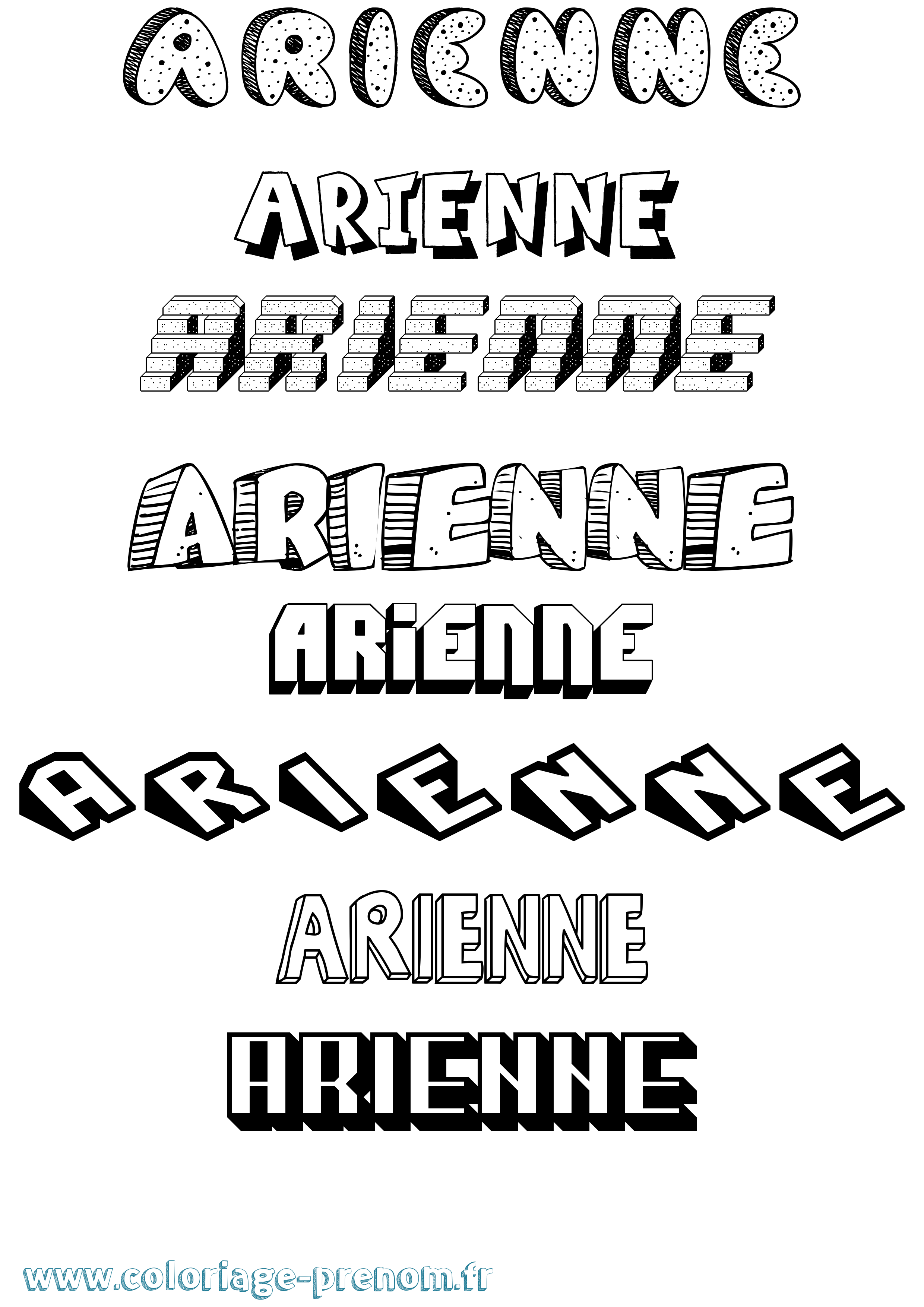Coloriage Arienne Effet 3D Coloriage prénom Arienne Effet 3D