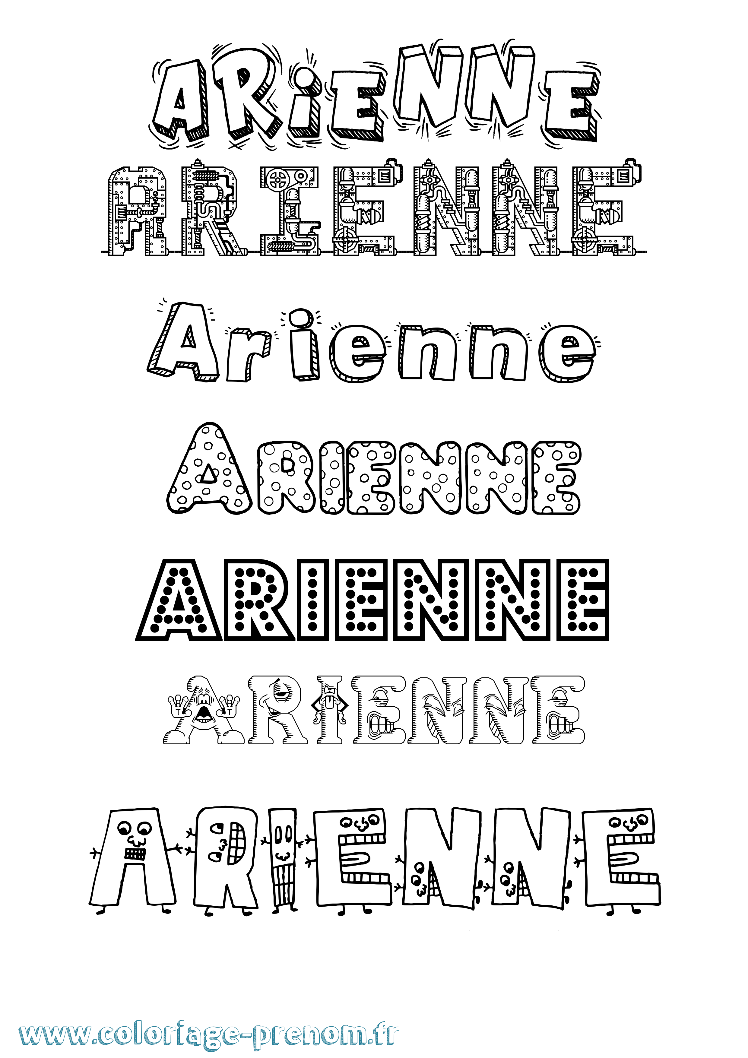 Coloriage Arienne Fun Coloriage prénom Arienne Fun