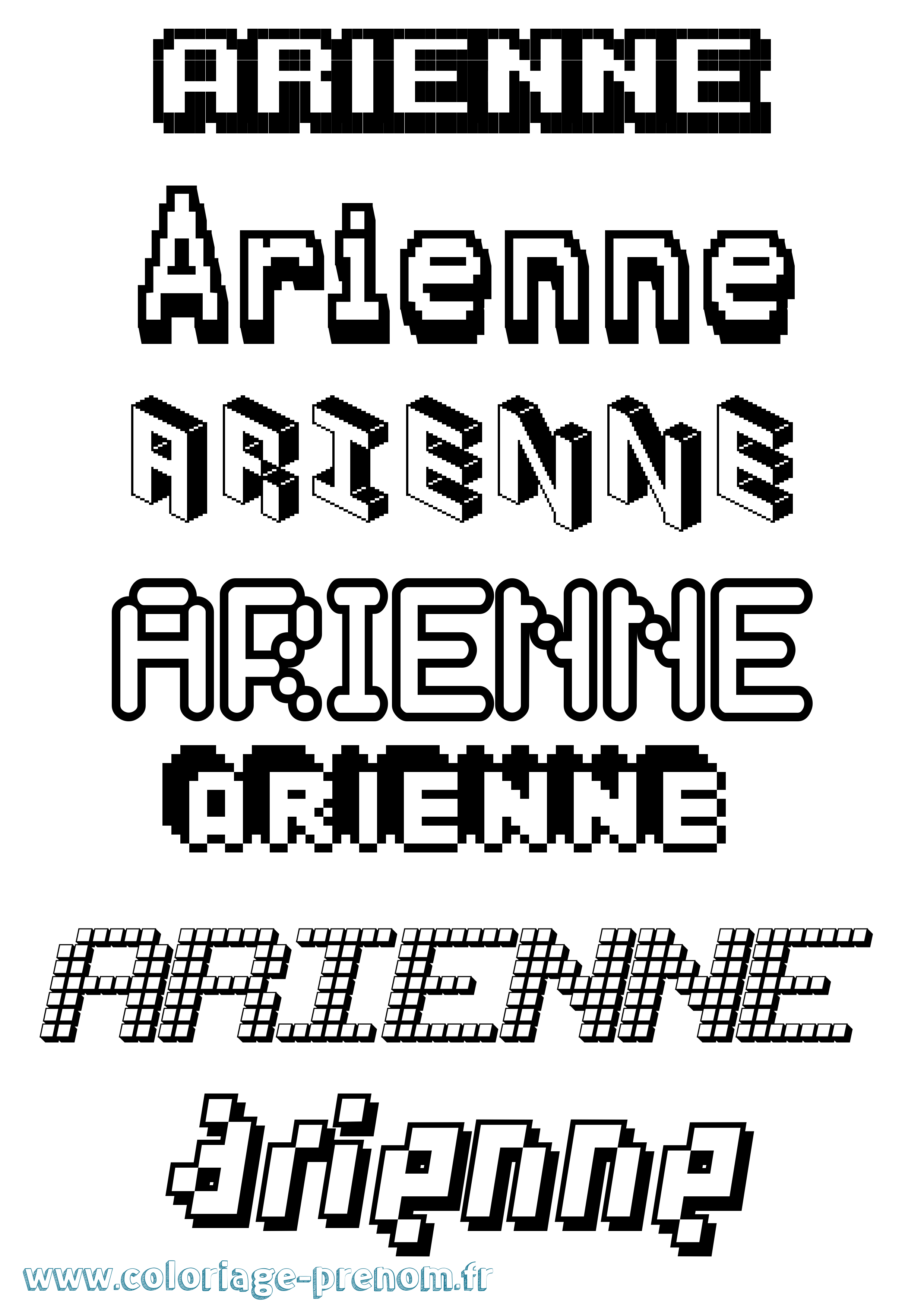 Coloriage Arienne Pixel Coloriage prénom Arienne Pixel