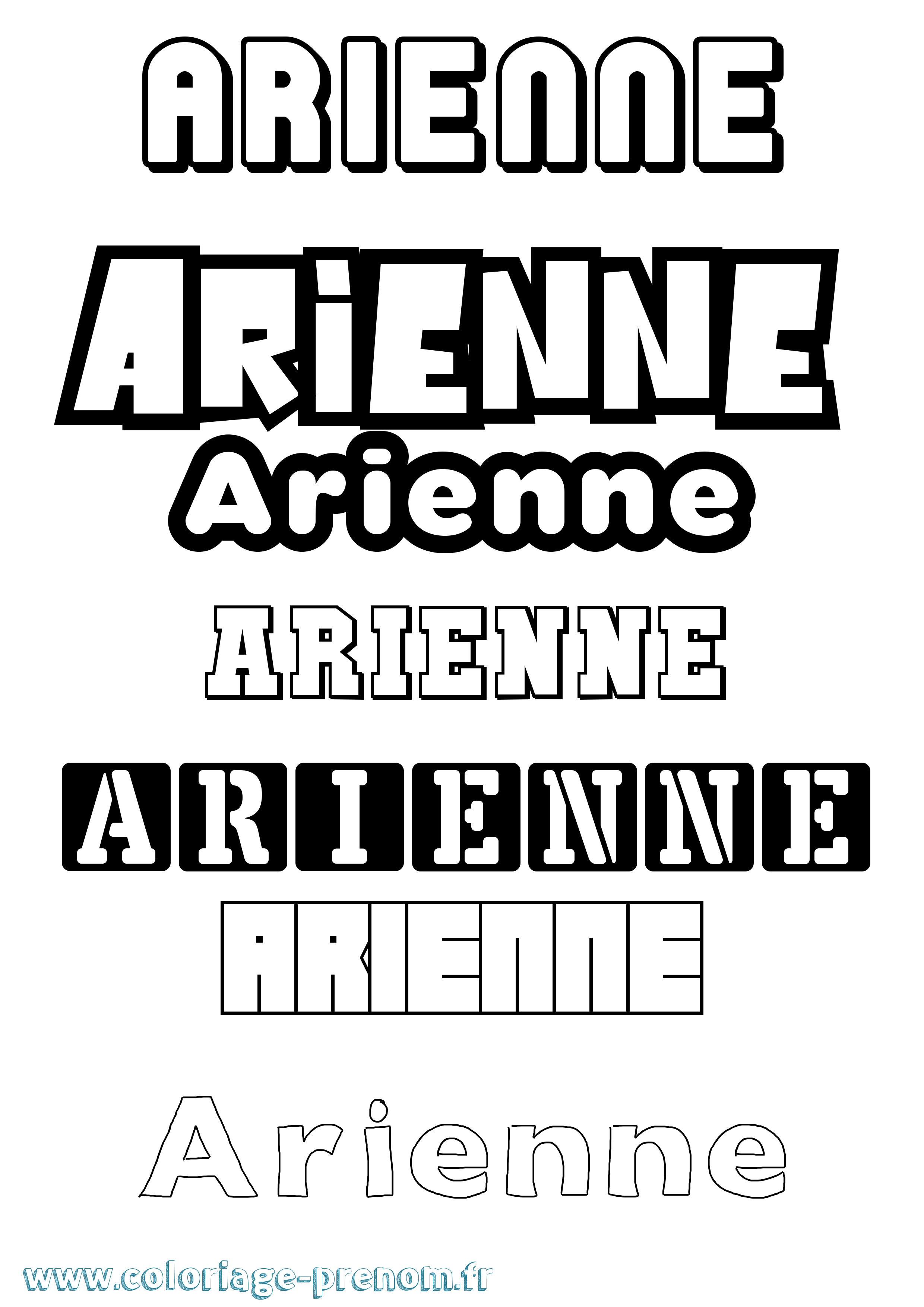Coloriage Arienne Simple Coloriage prénom Arienne Simple