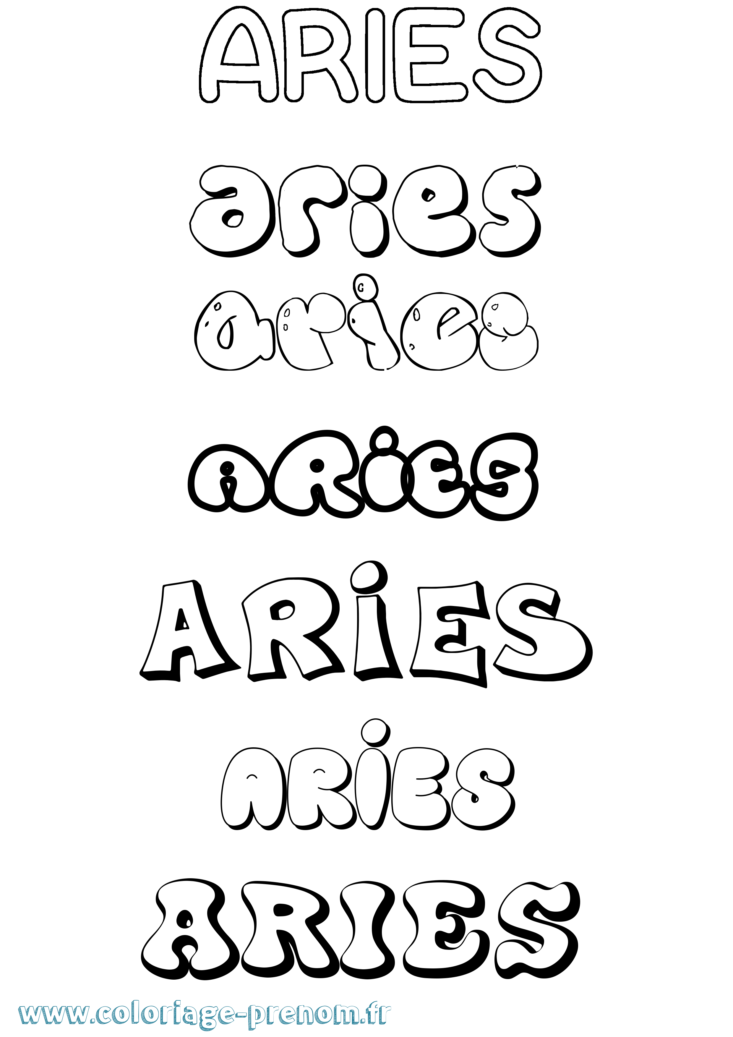 Coloriage prénom Aries Bubble