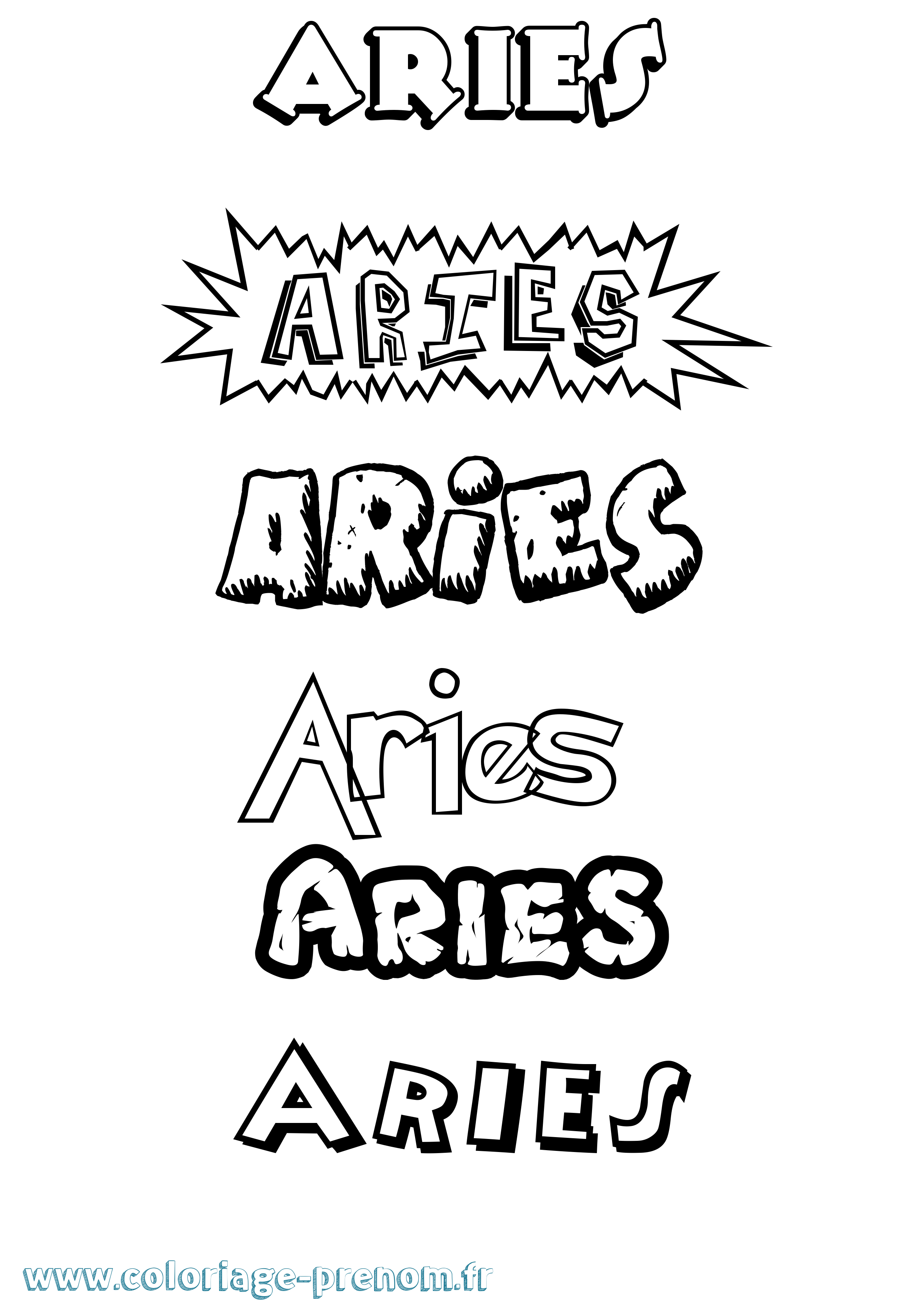 Coloriage Aries Dessin Animé Coloriage prénom Aries Dessin Animé