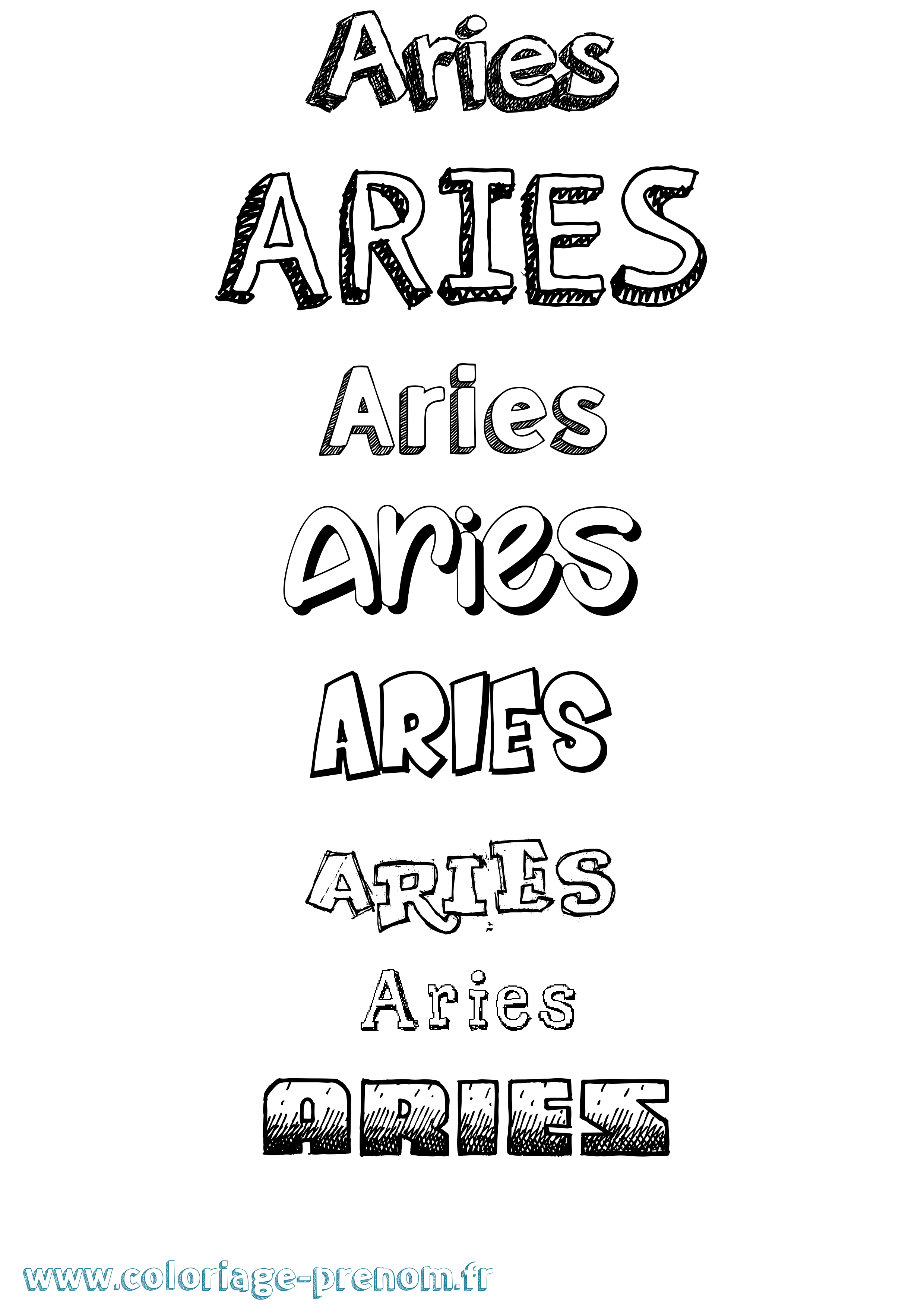Coloriage Aries Dessiné Coloriage prénom Aries Dessiné