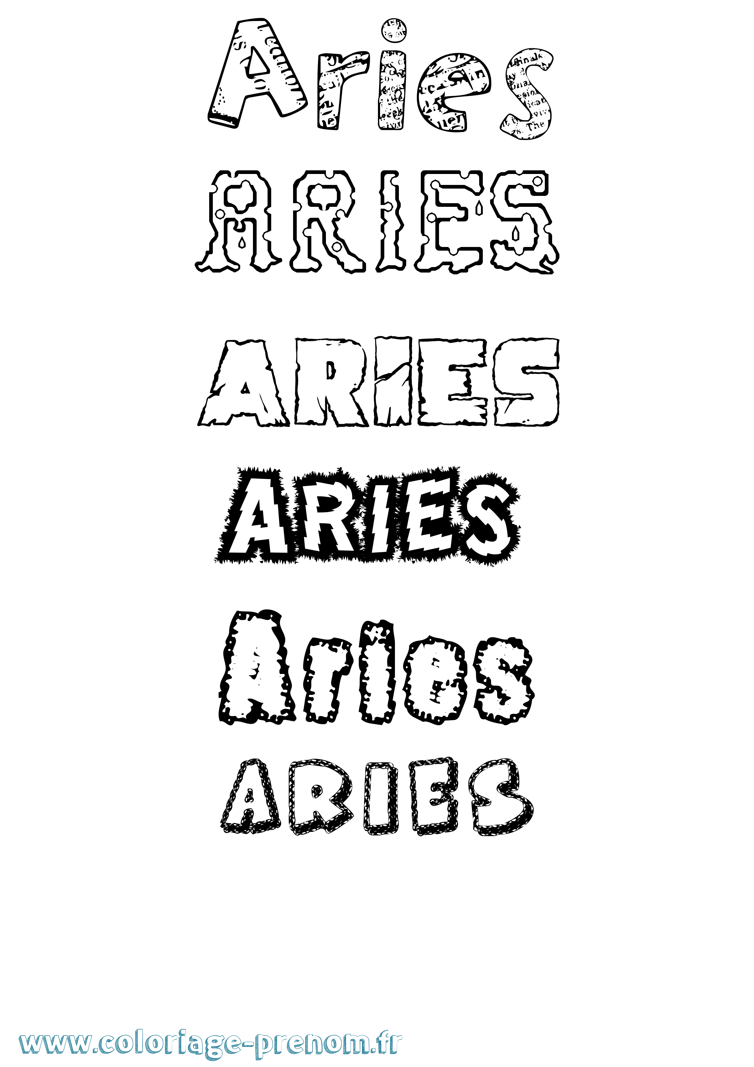 Coloriage prénom Aries Destructuré