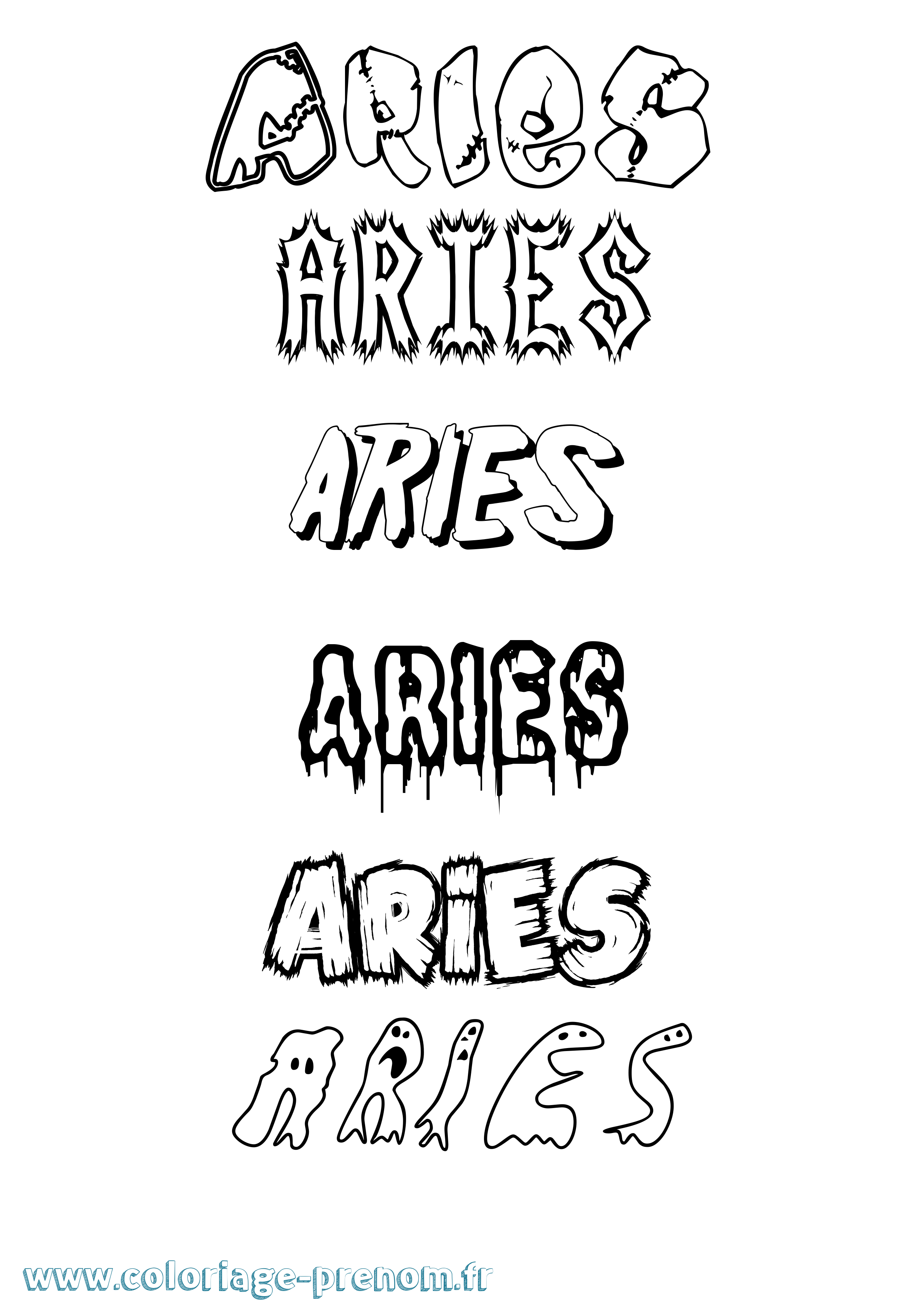Coloriage Aries Frisson Coloriage prénom Aries Frisson