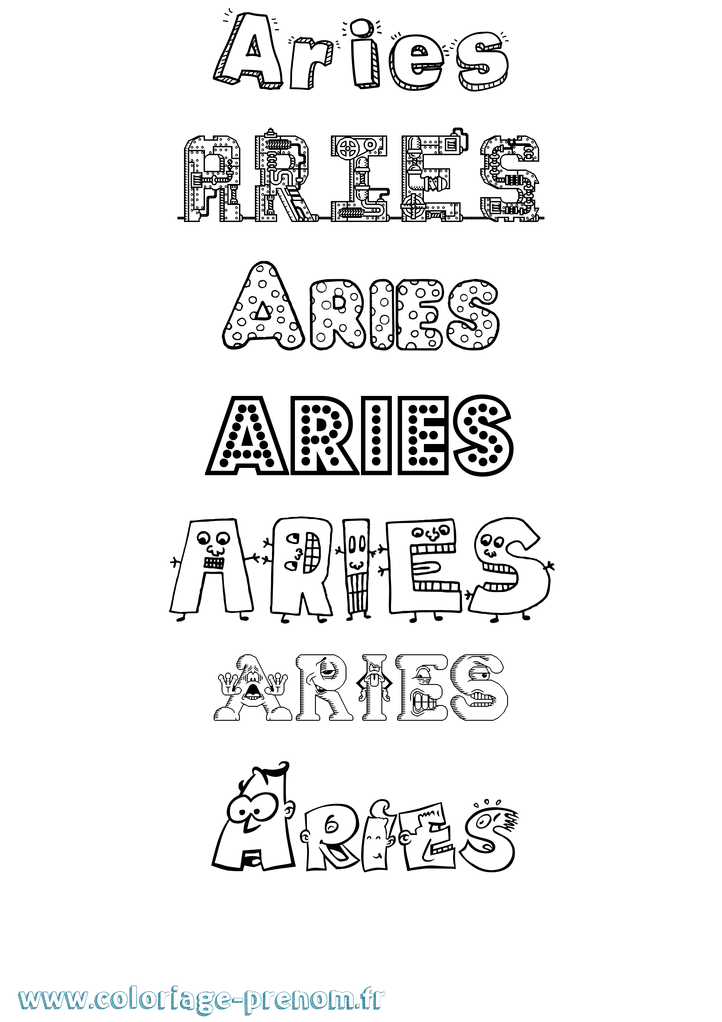 Coloriage prénom Aries Fun