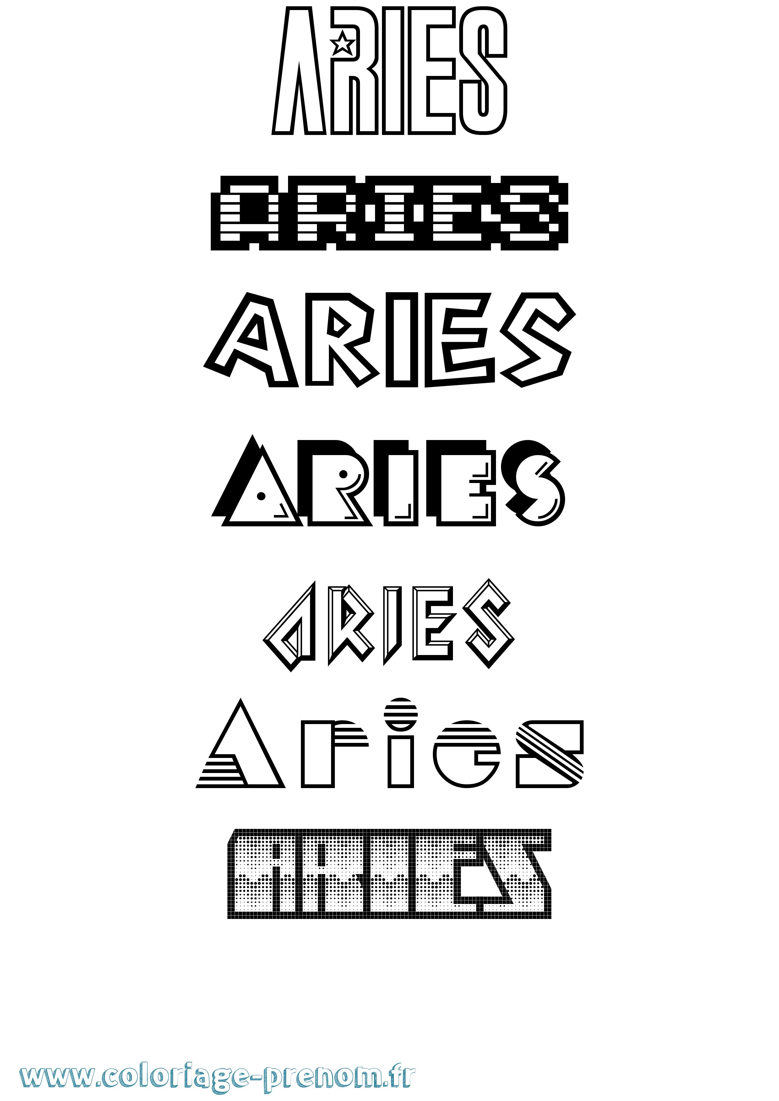 Coloriage prénom Aries Jeux Vidéos