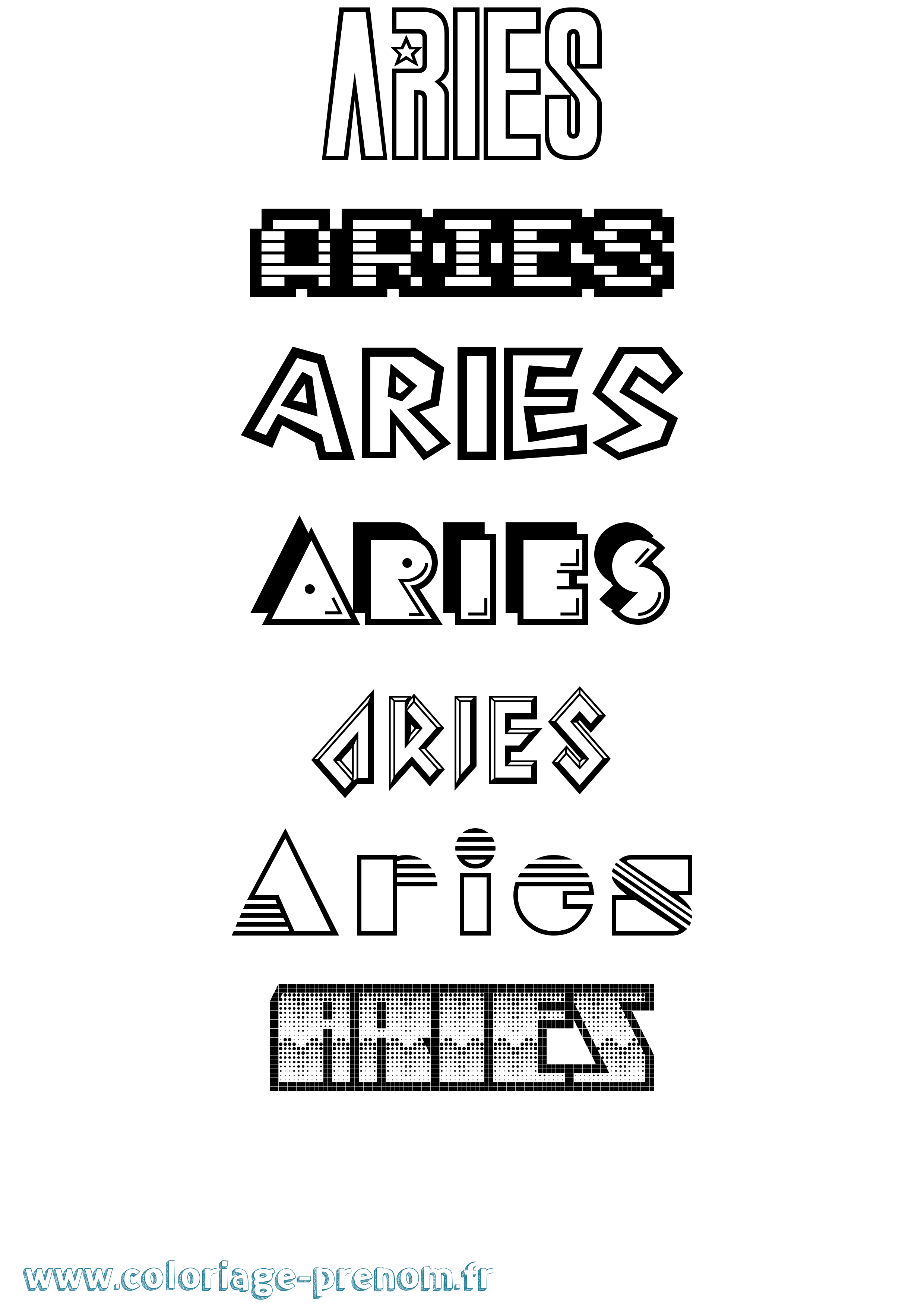 Coloriage Aries Jeux Vidéos Coloriage prénom Aries Jeux Vidéos