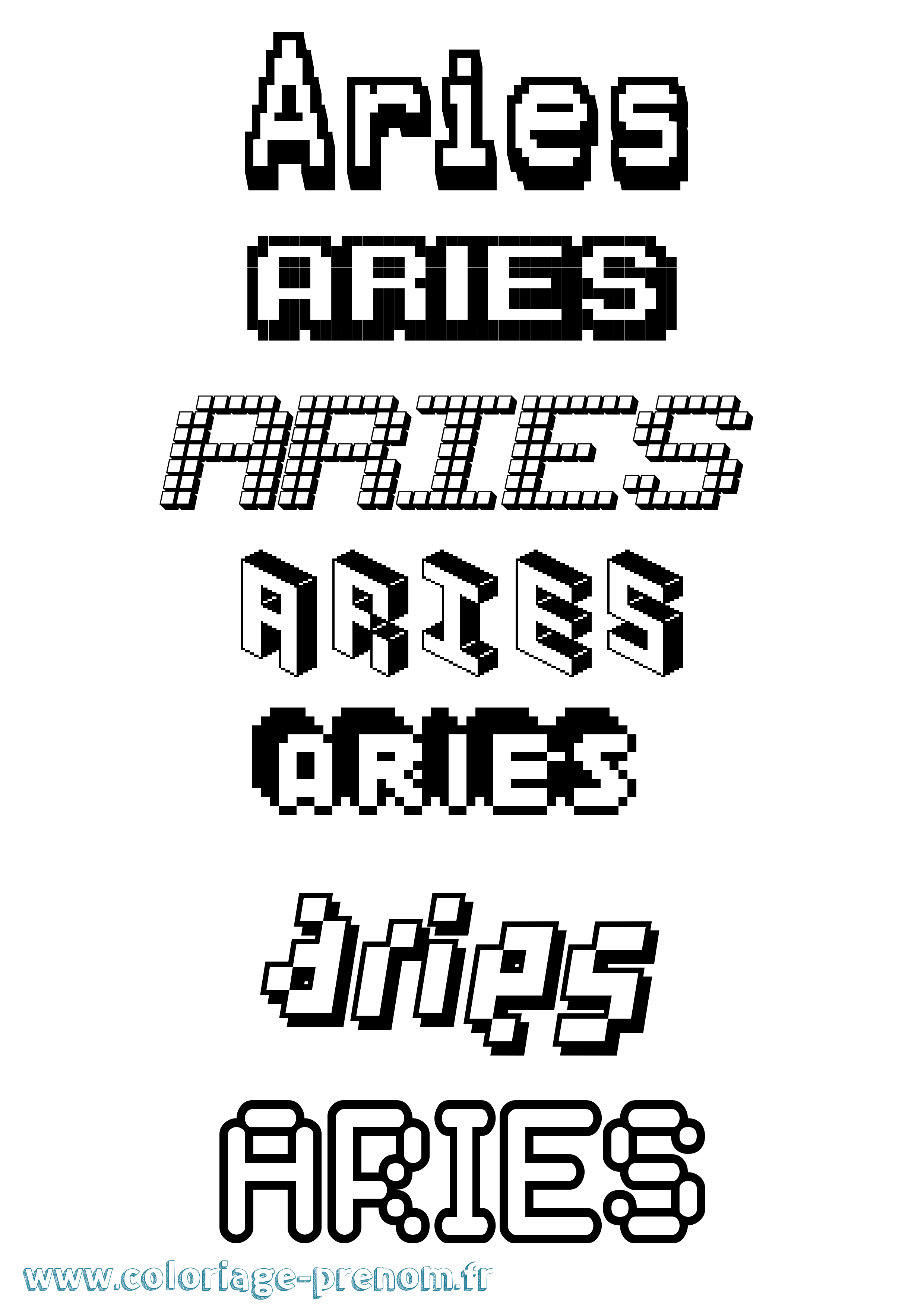 Coloriage Aries Pixel Coloriage prénom Aries Pixel