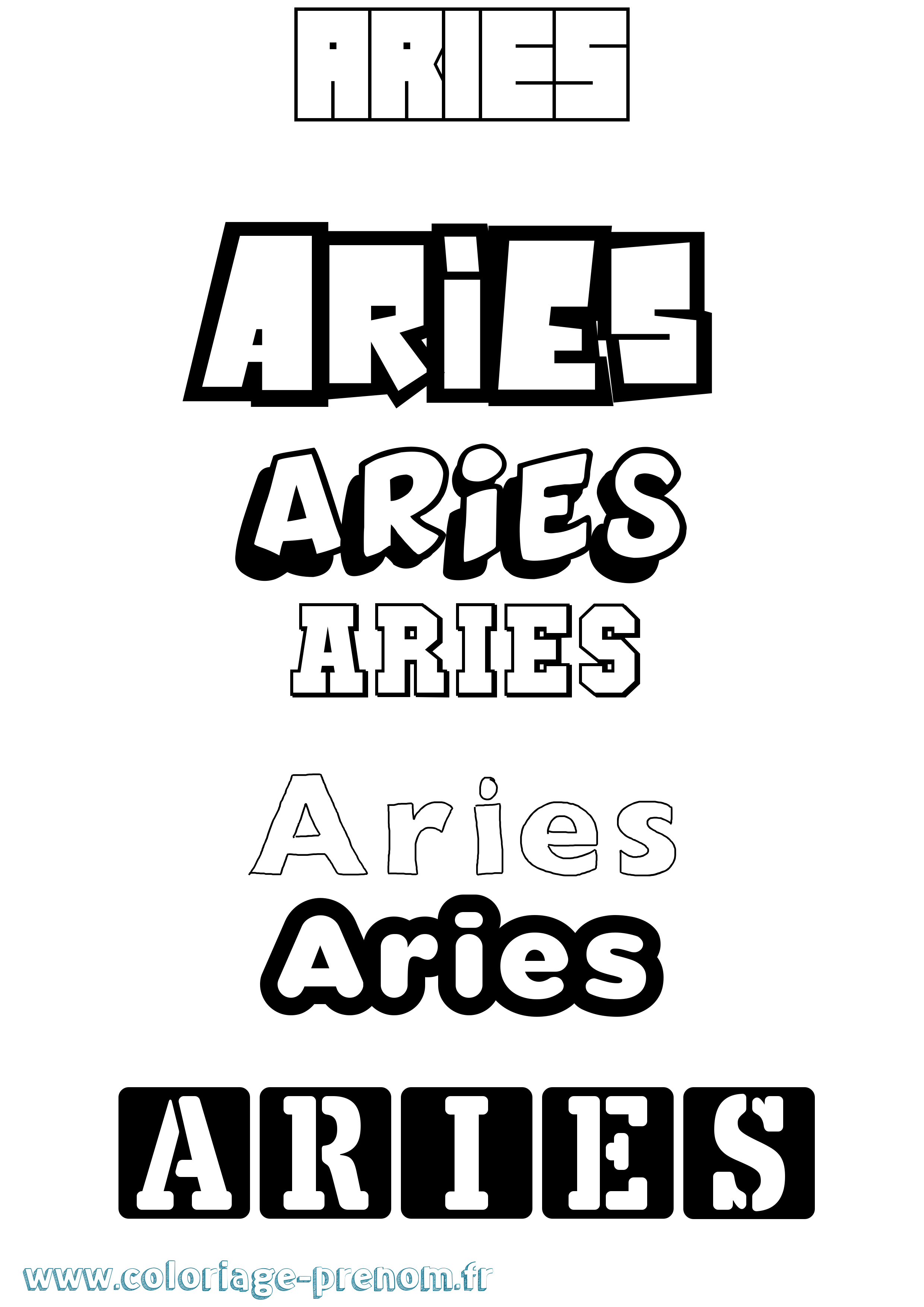 Coloriage prénom Aries Simple
