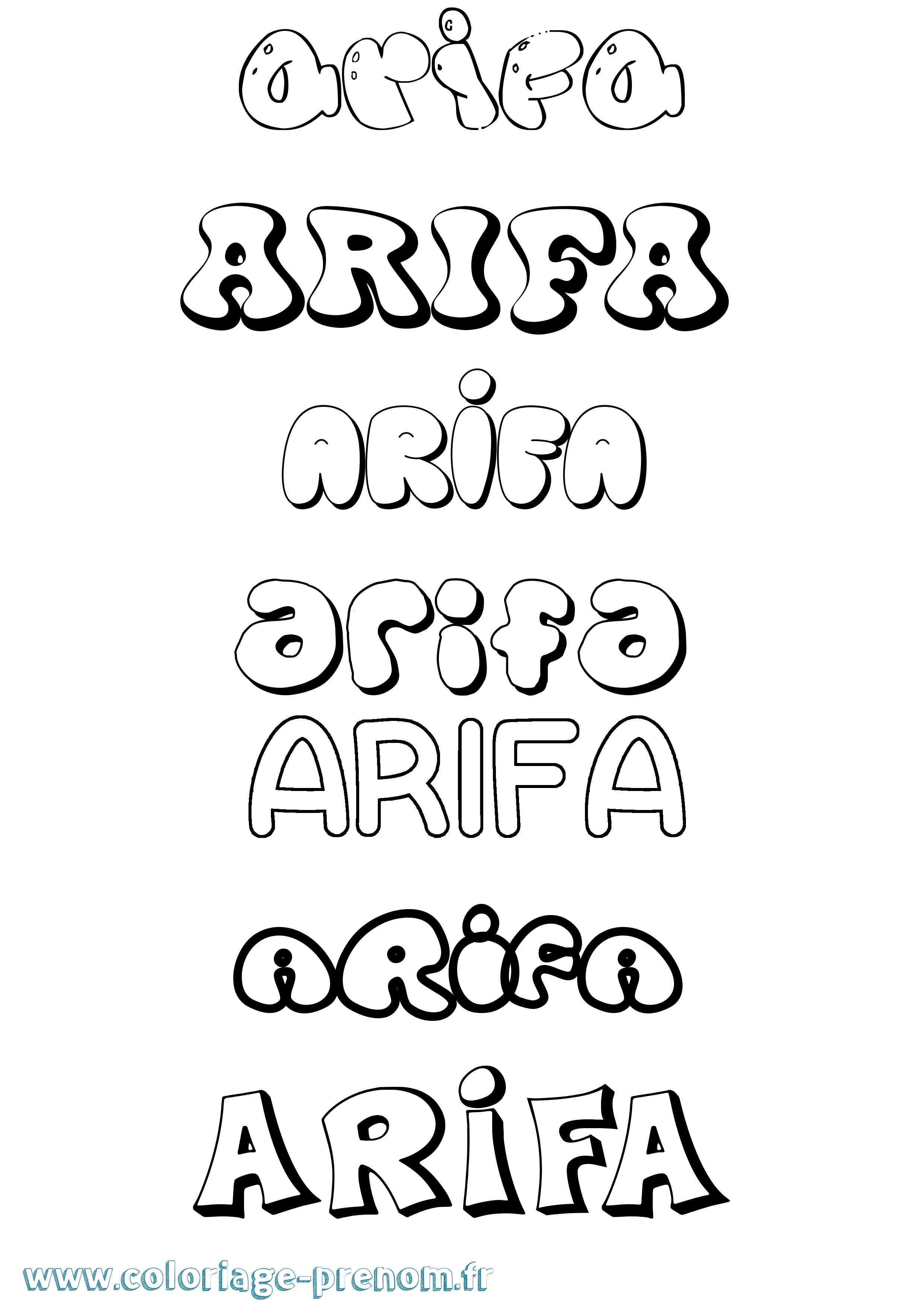 Coloriage prénom Arifa Bubble
