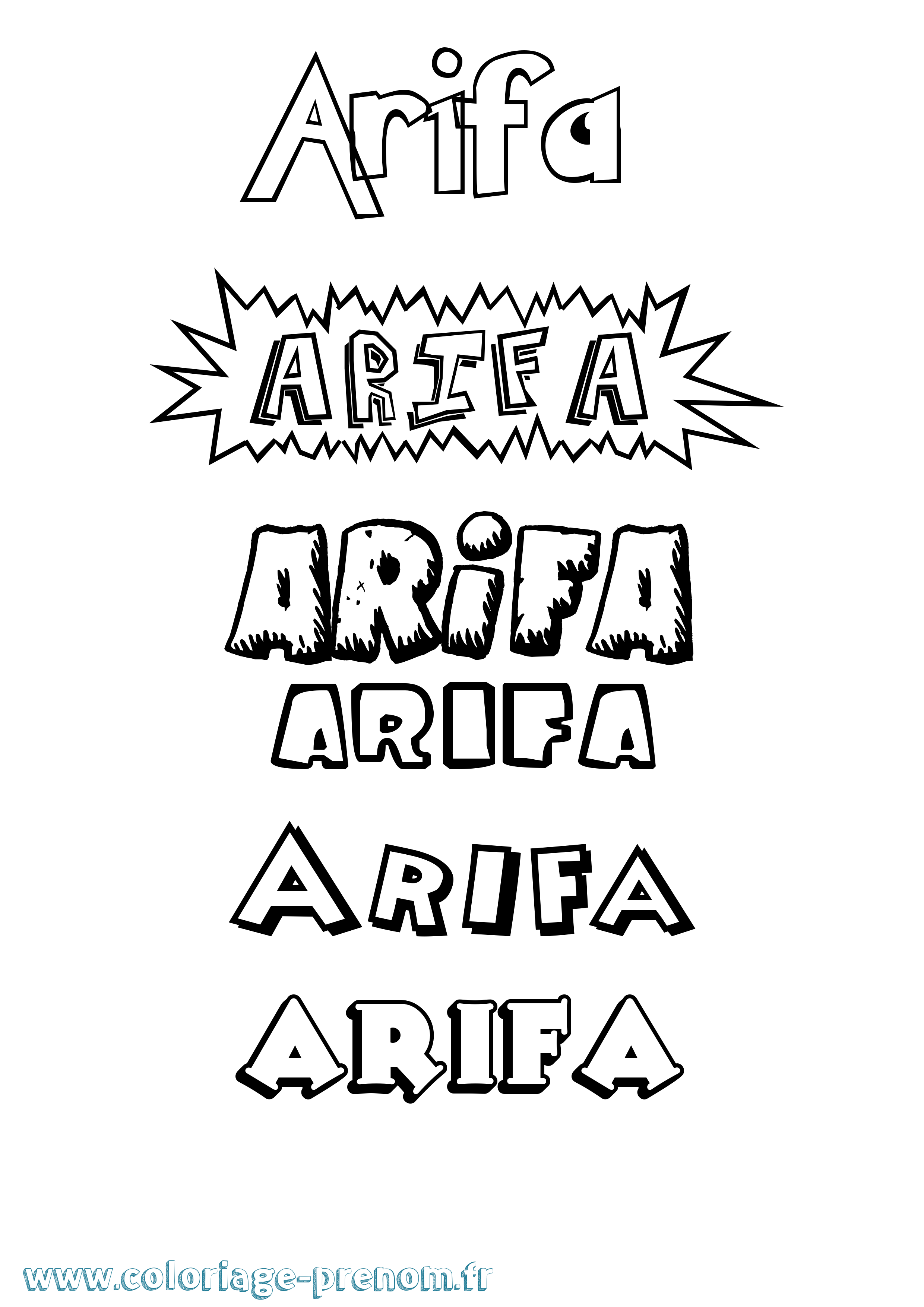Coloriage prénom Arifa Dessin Animé