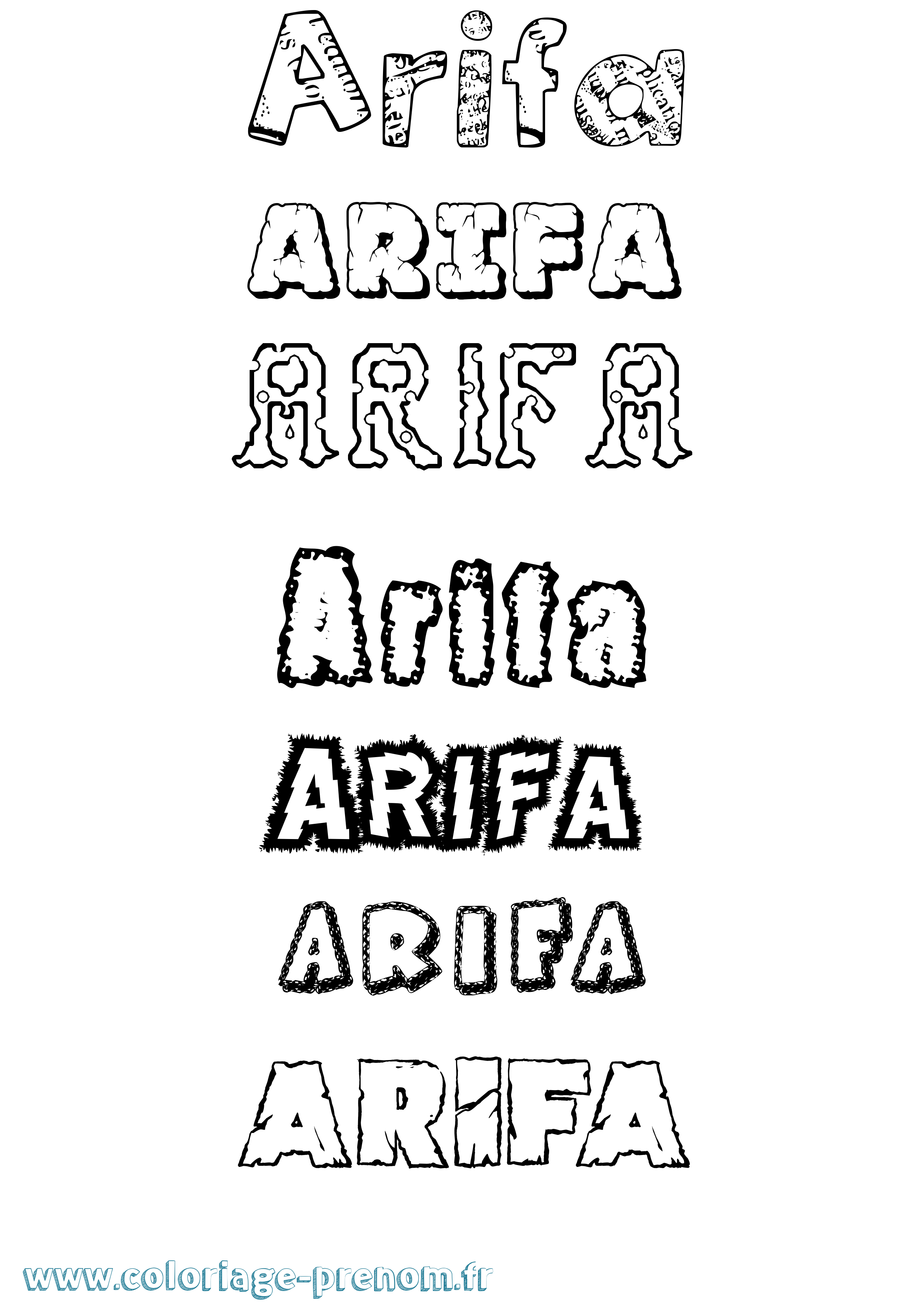 Coloriage prénom Arifa Destructuré