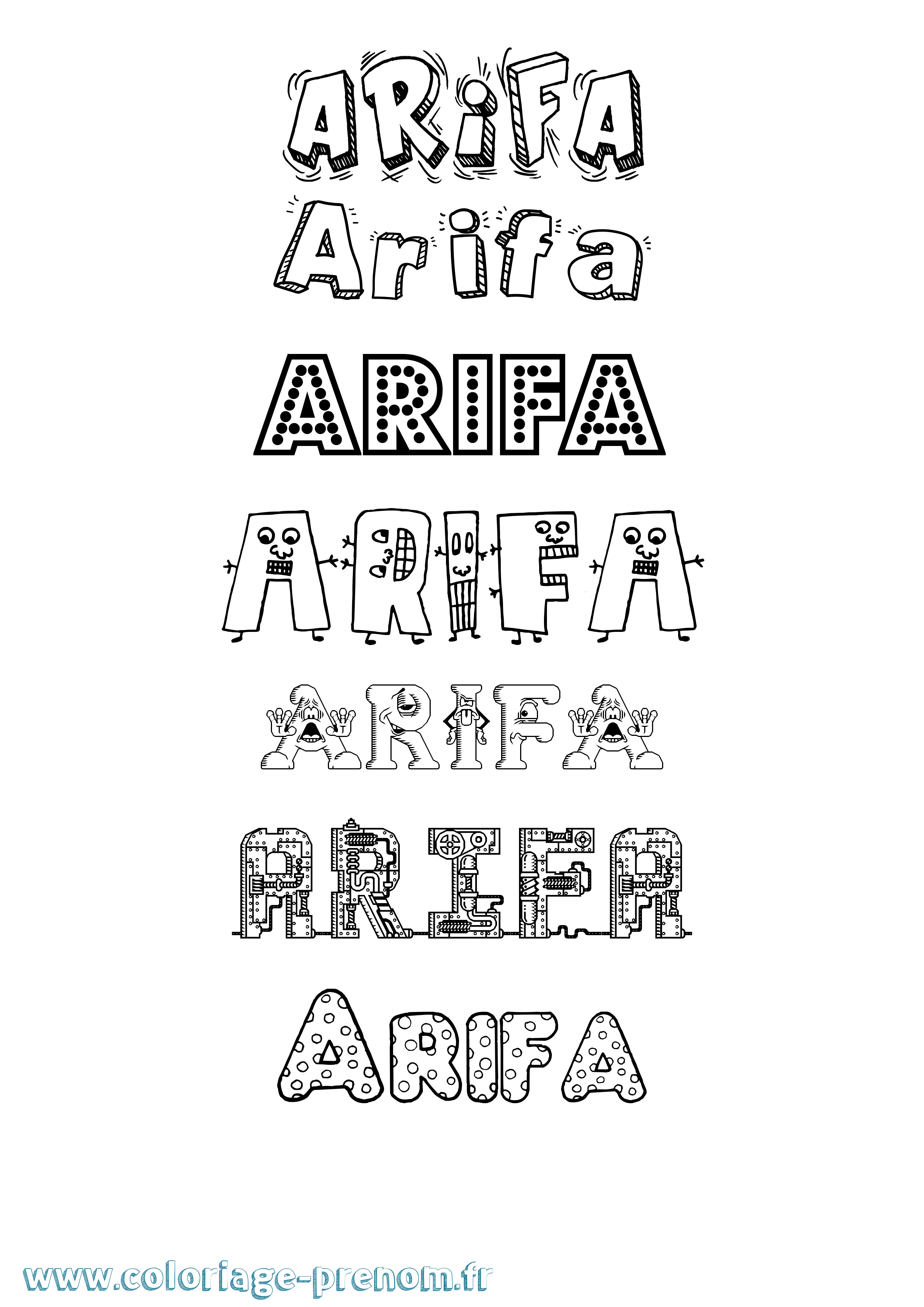 Coloriage prénom Arifa Fun