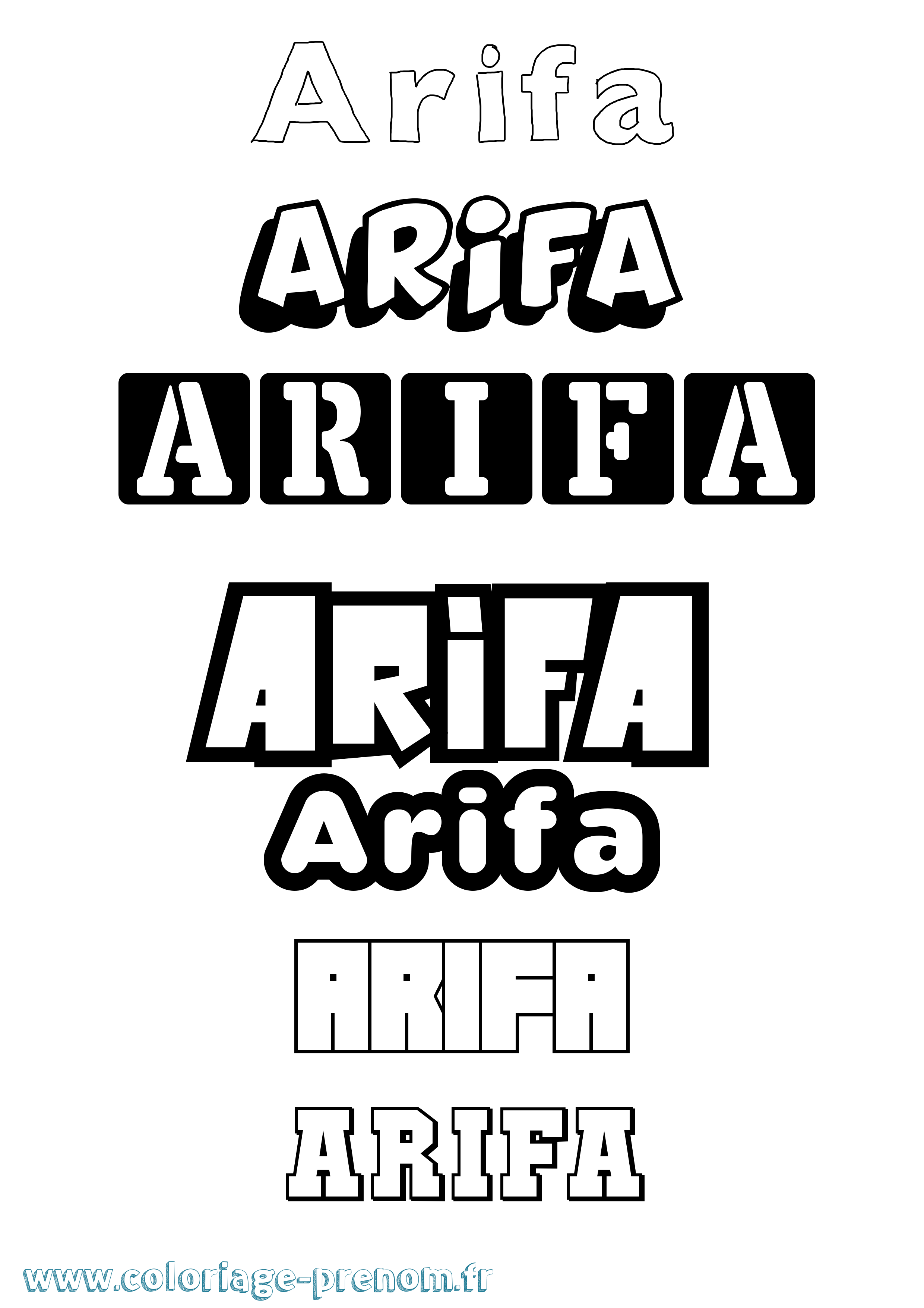 Coloriage prénom Arifa Simple