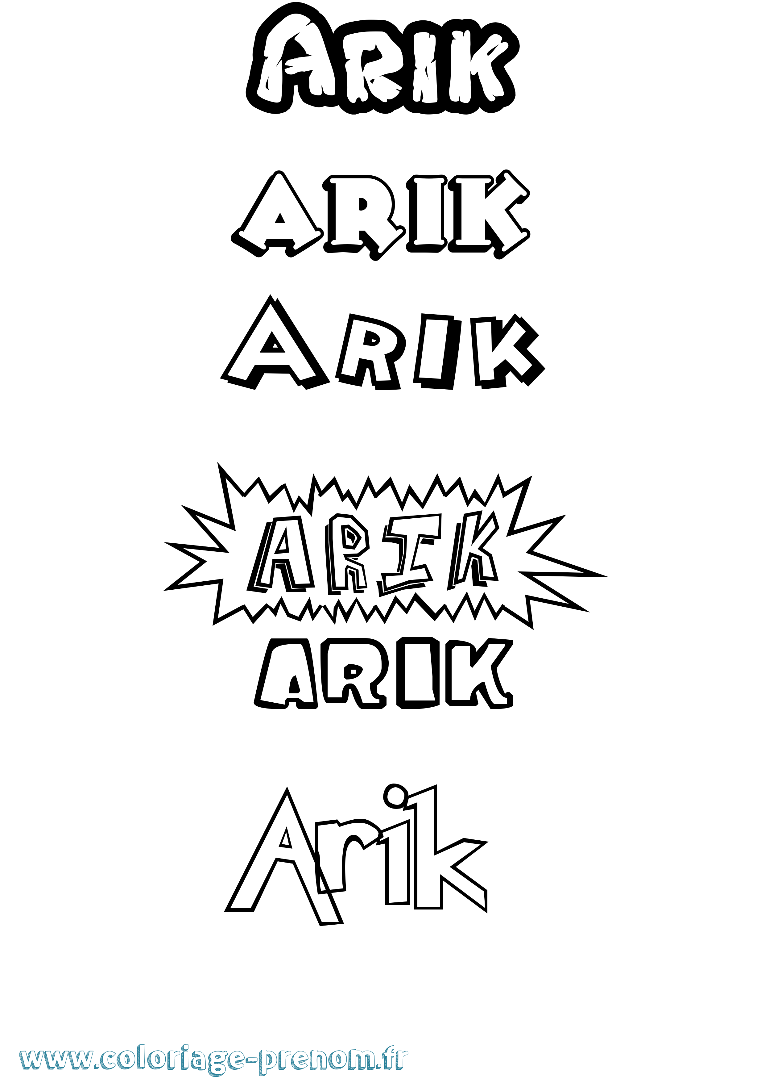 Coloriage prénom Arik Dessin Animé