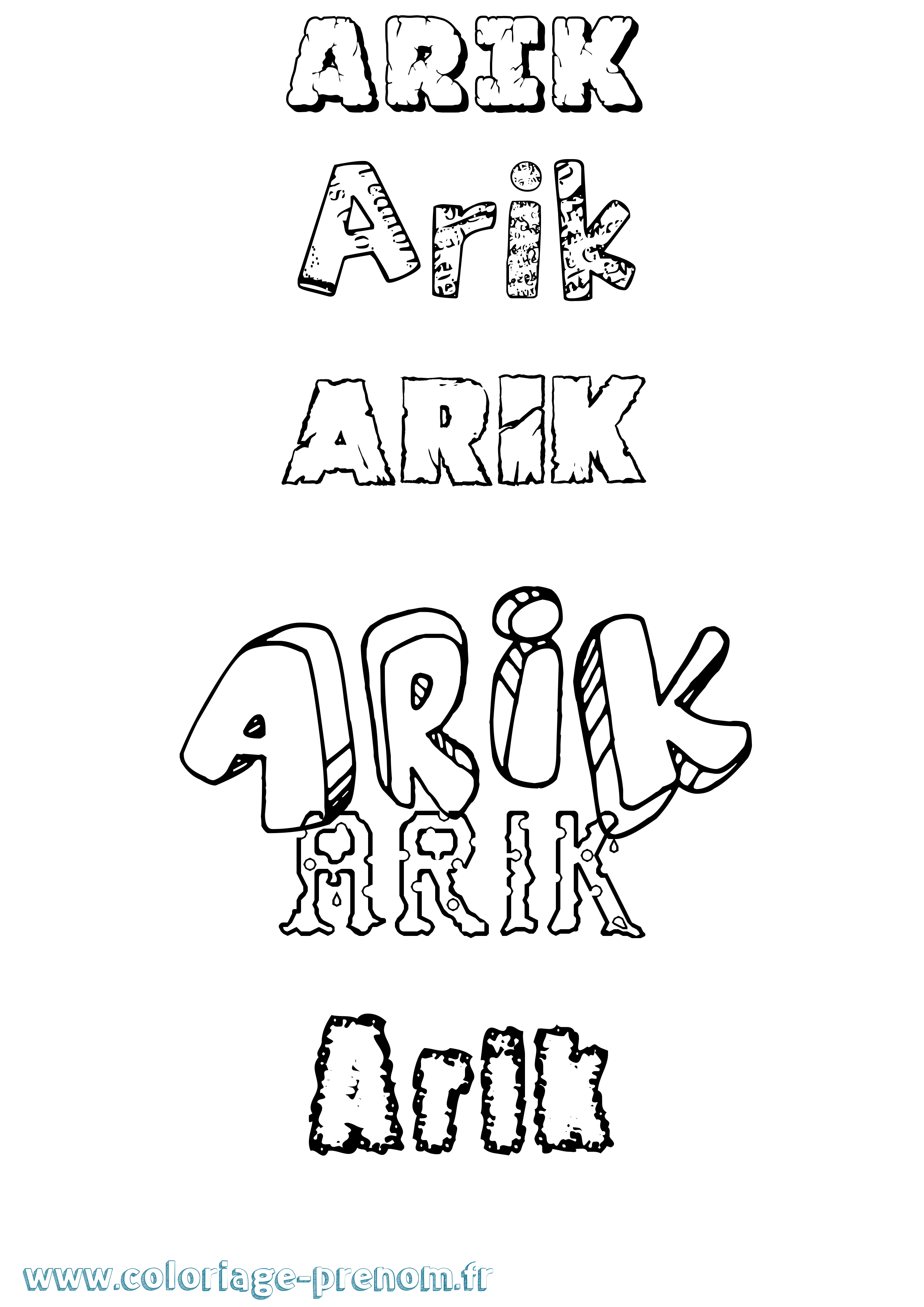 Coloriage prénom Arik Destructuré