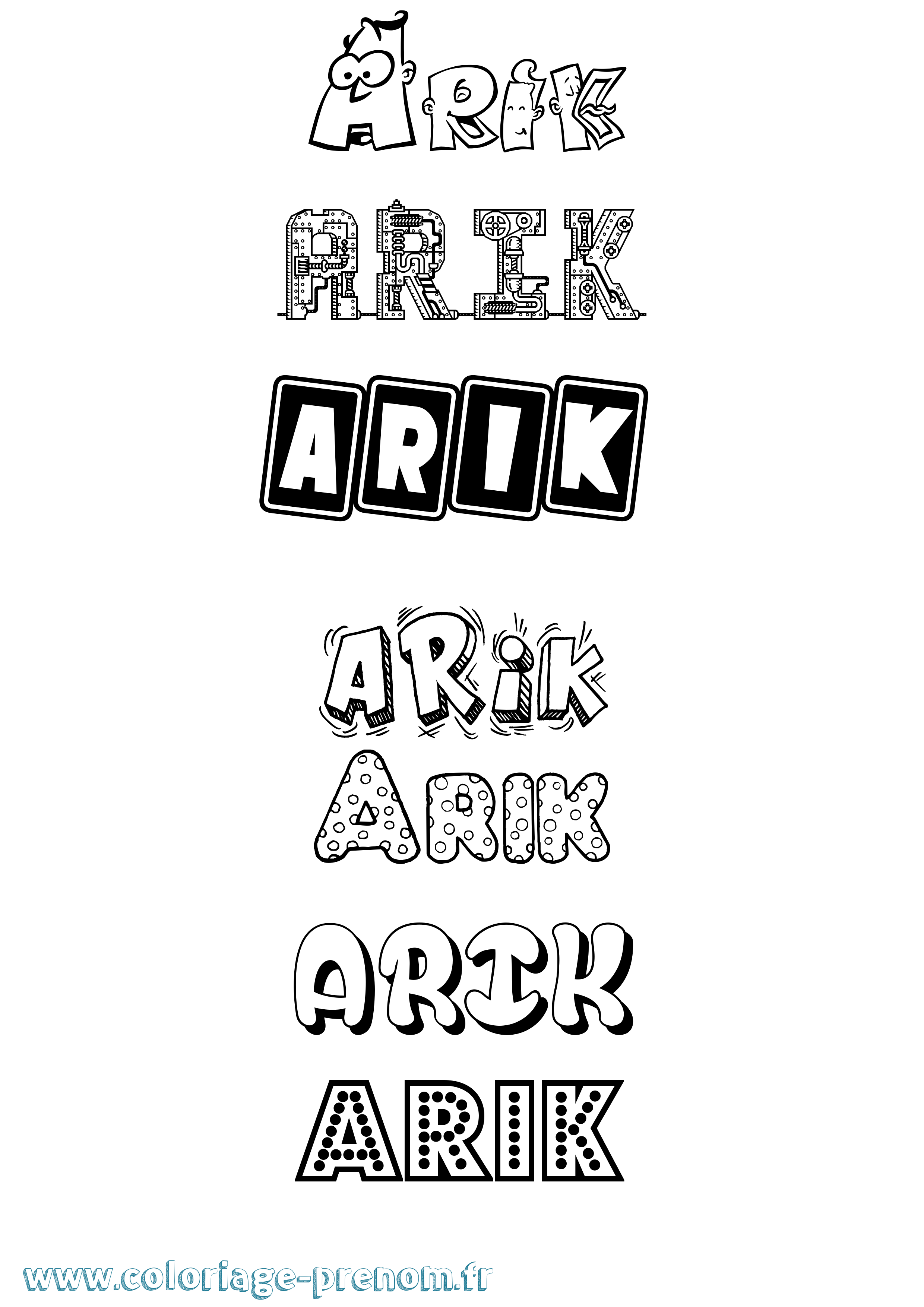 Coloriage prénom Arik Fun