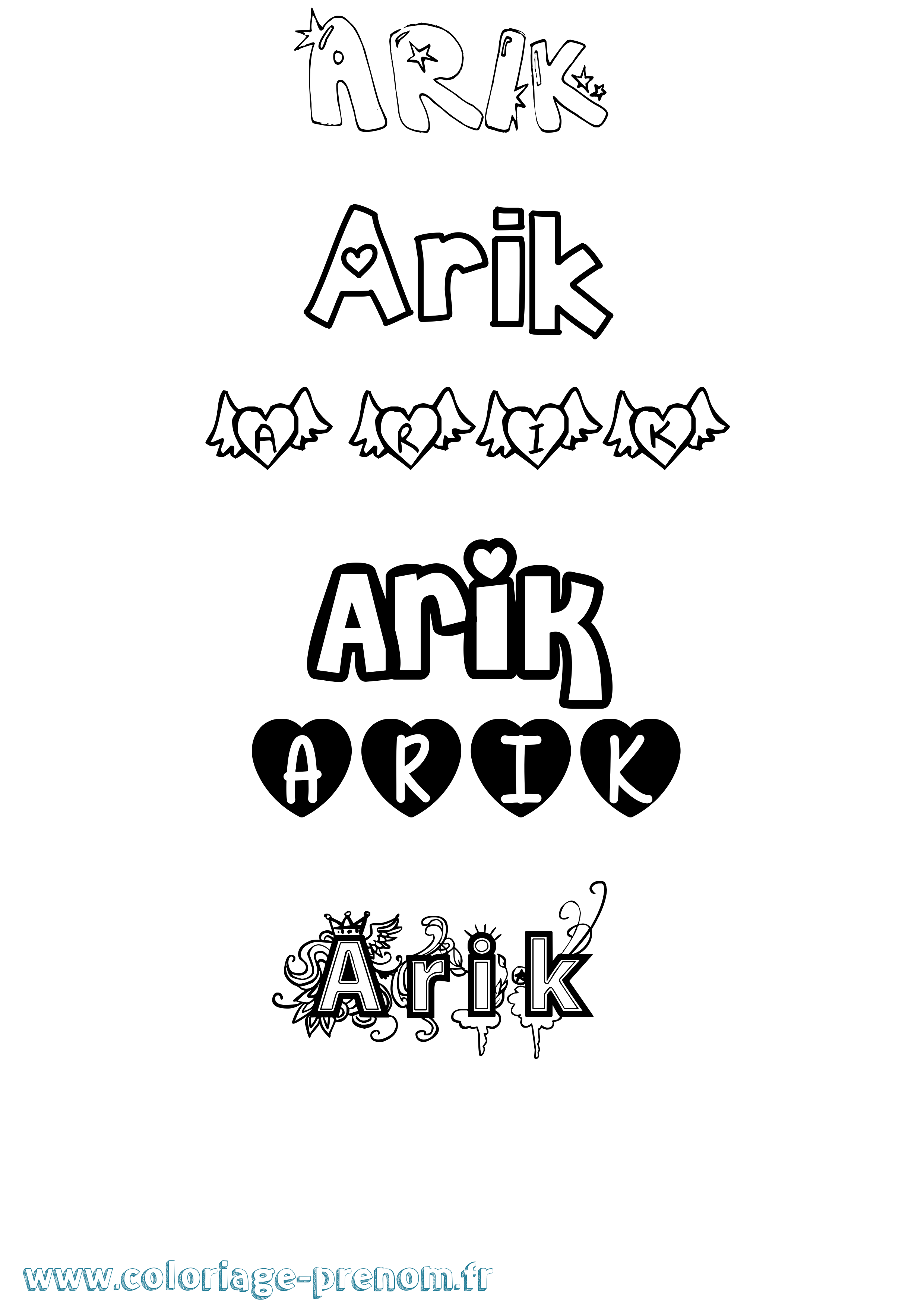 Coloriage prénom Arik Girly