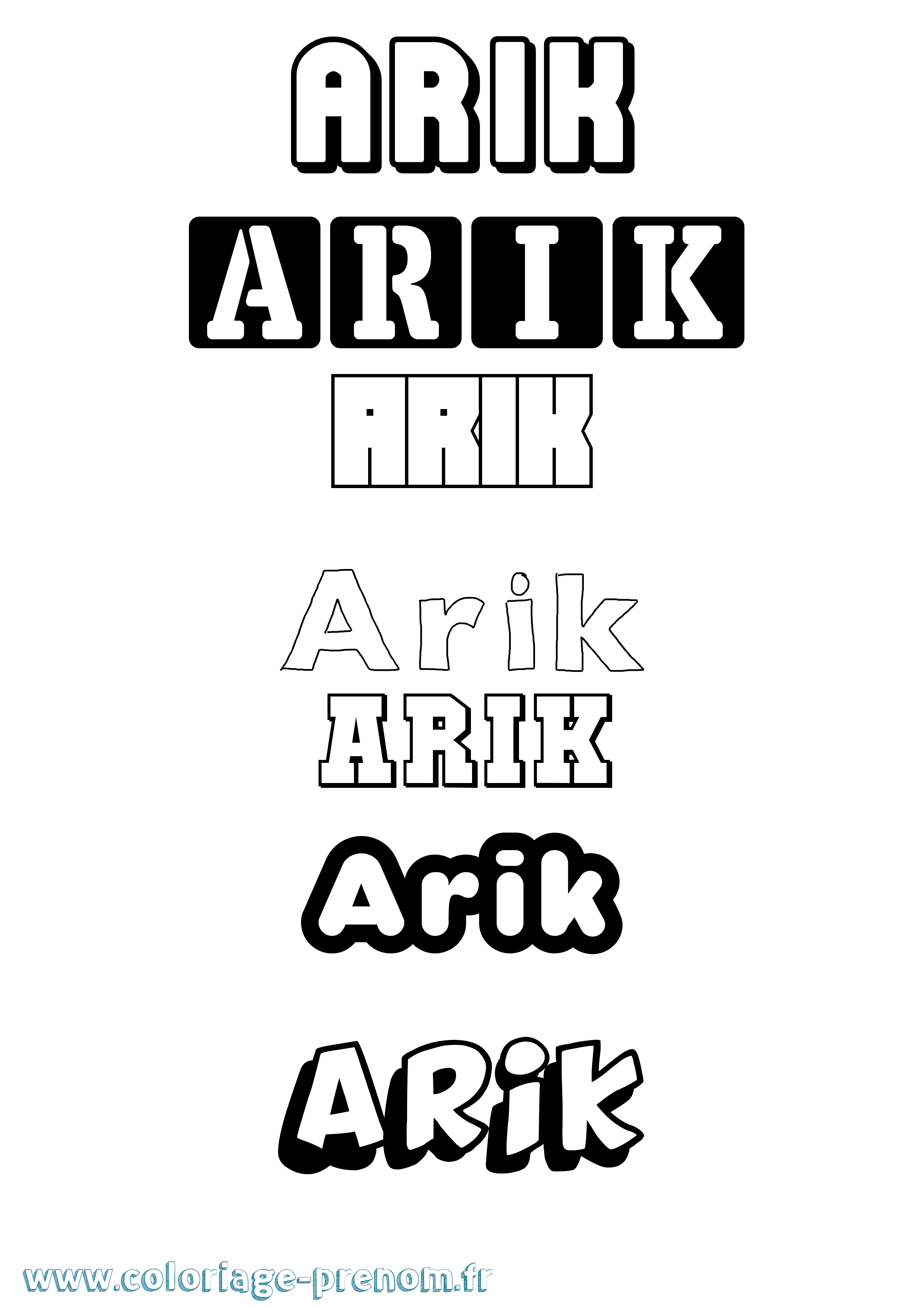 Coloriage prénom Arik Simple