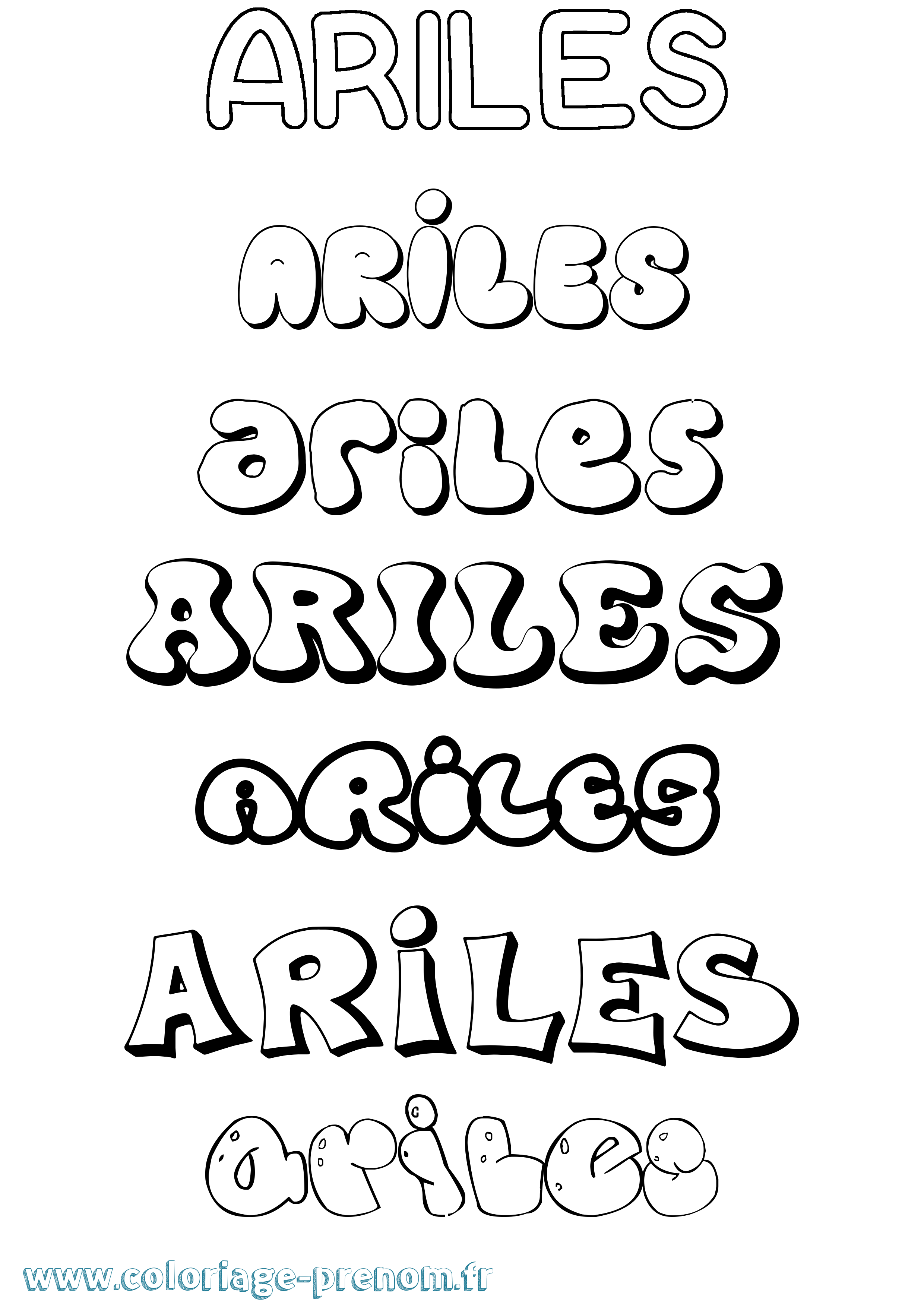 Coloriage prénom Ariles Bubble