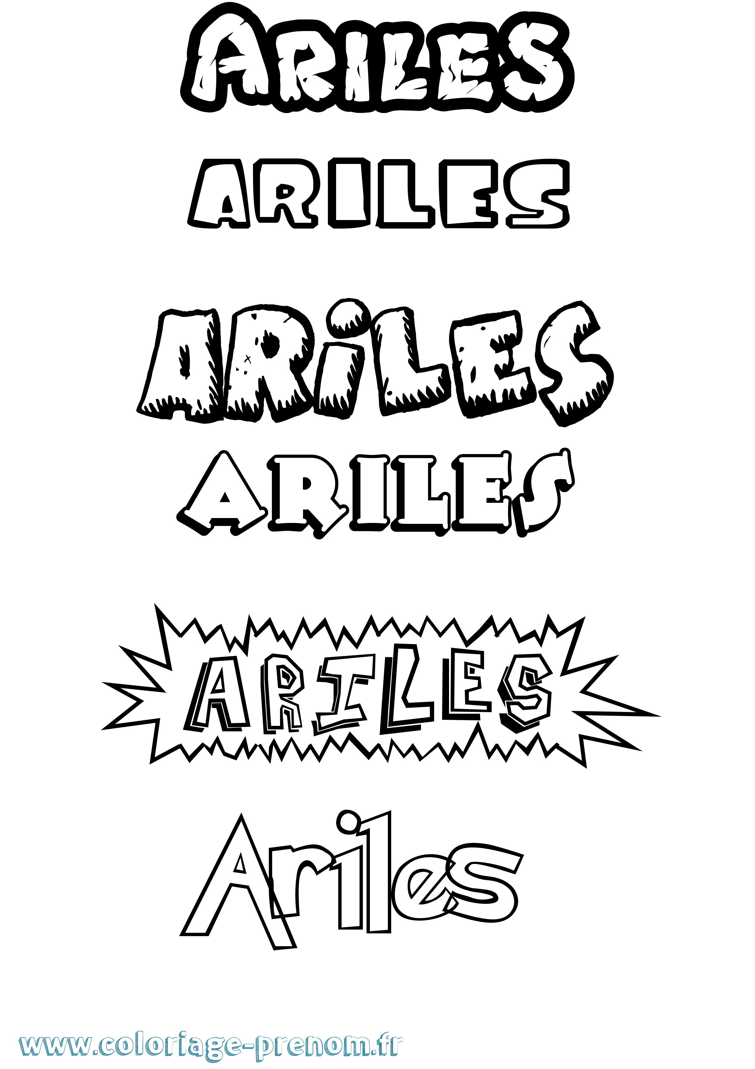 Coloriage Ariles Dessin Animé Coloriage prénom Ariles Dessin Animé
